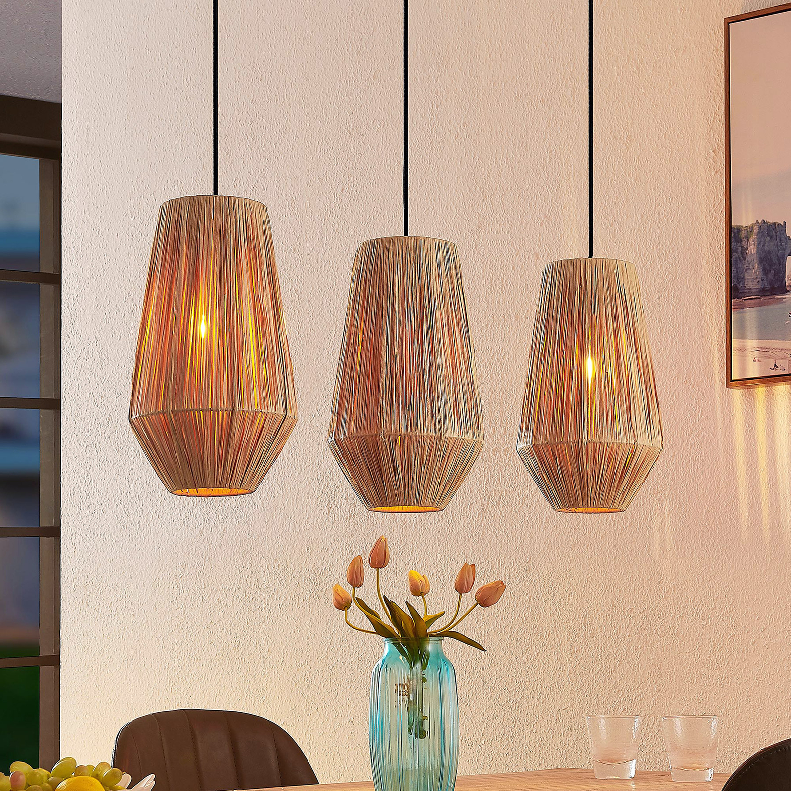 Lindby Jytte papier-hanglamp, 3-lamps