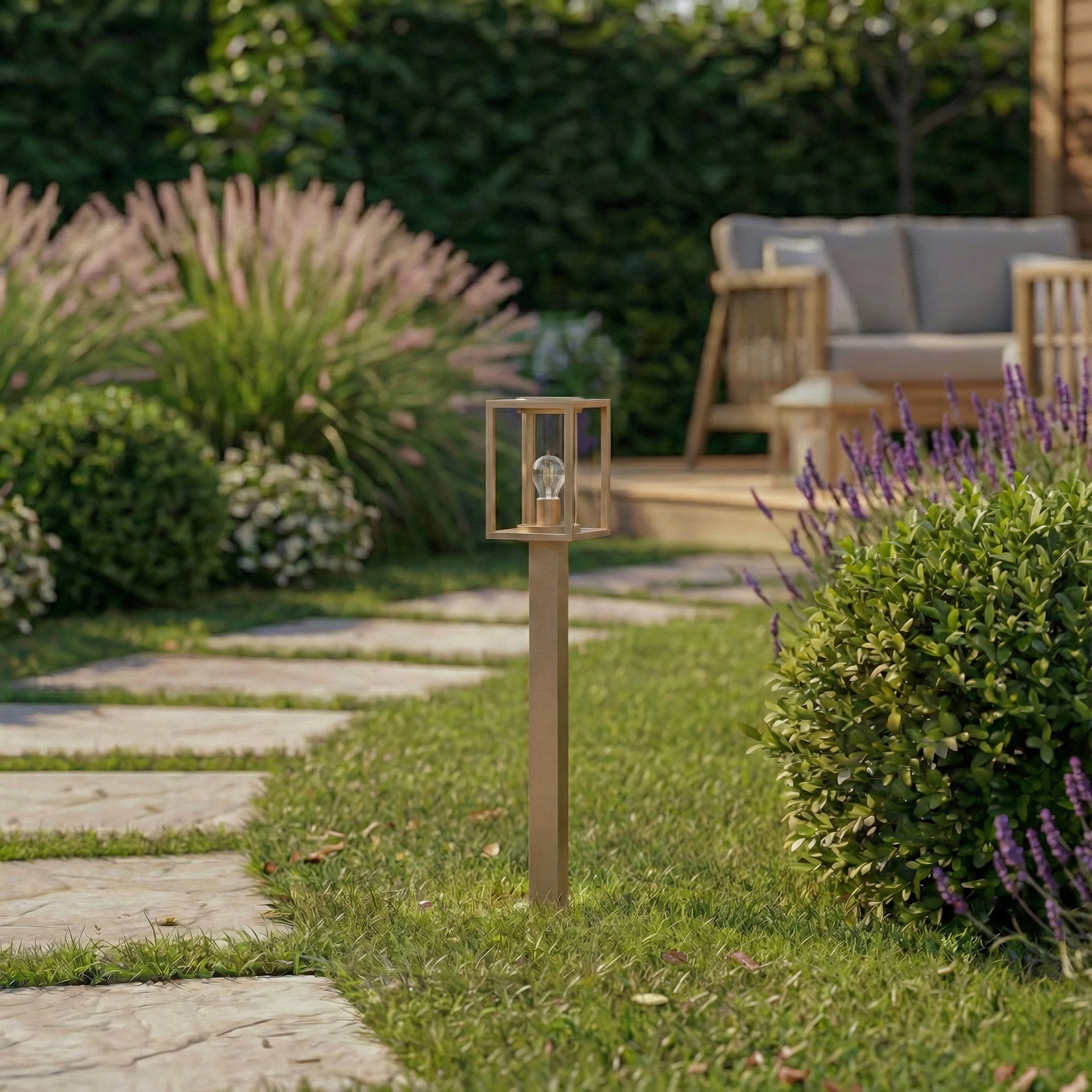 Lucande veilampe Ferda, 100 cm, brun, IP44