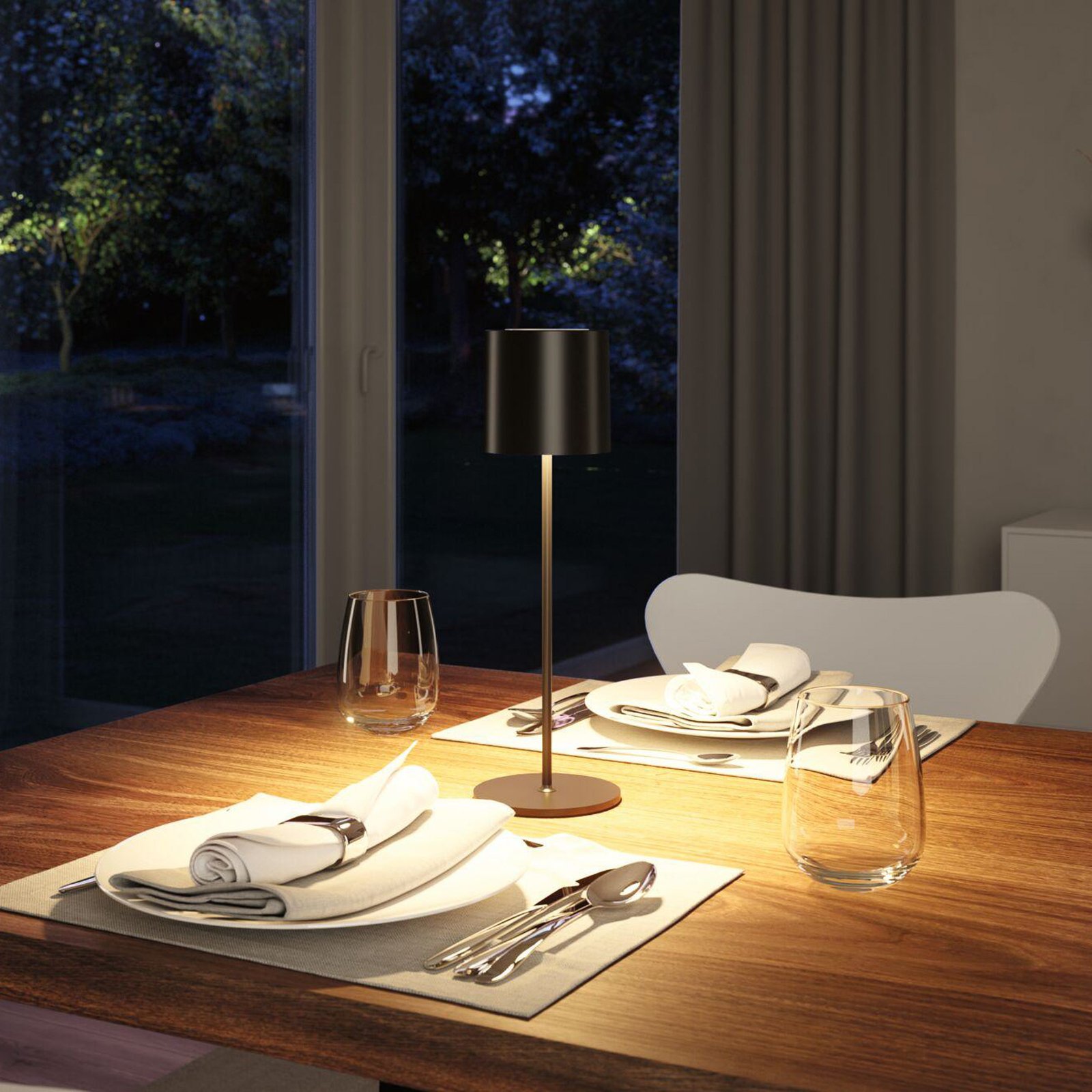Paulmann Tuni lámpara de mesa LED recargable, negra, plástico, IP44