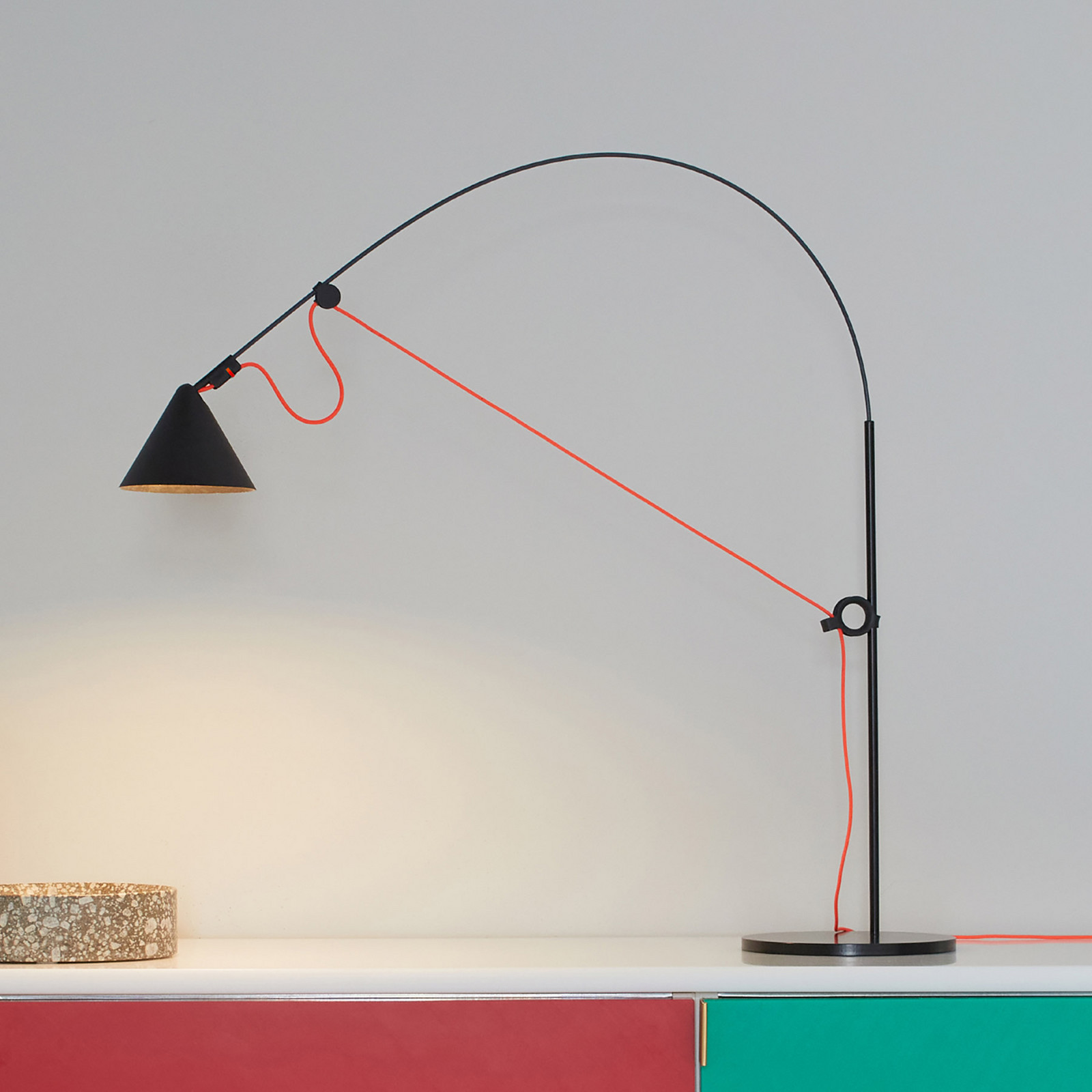 midgard LED lampă de masă AYNO S negru/portocaliu 3.000 K 76 cm - Camera de zi / sufragerie - design - negru portocaliu - Plastic