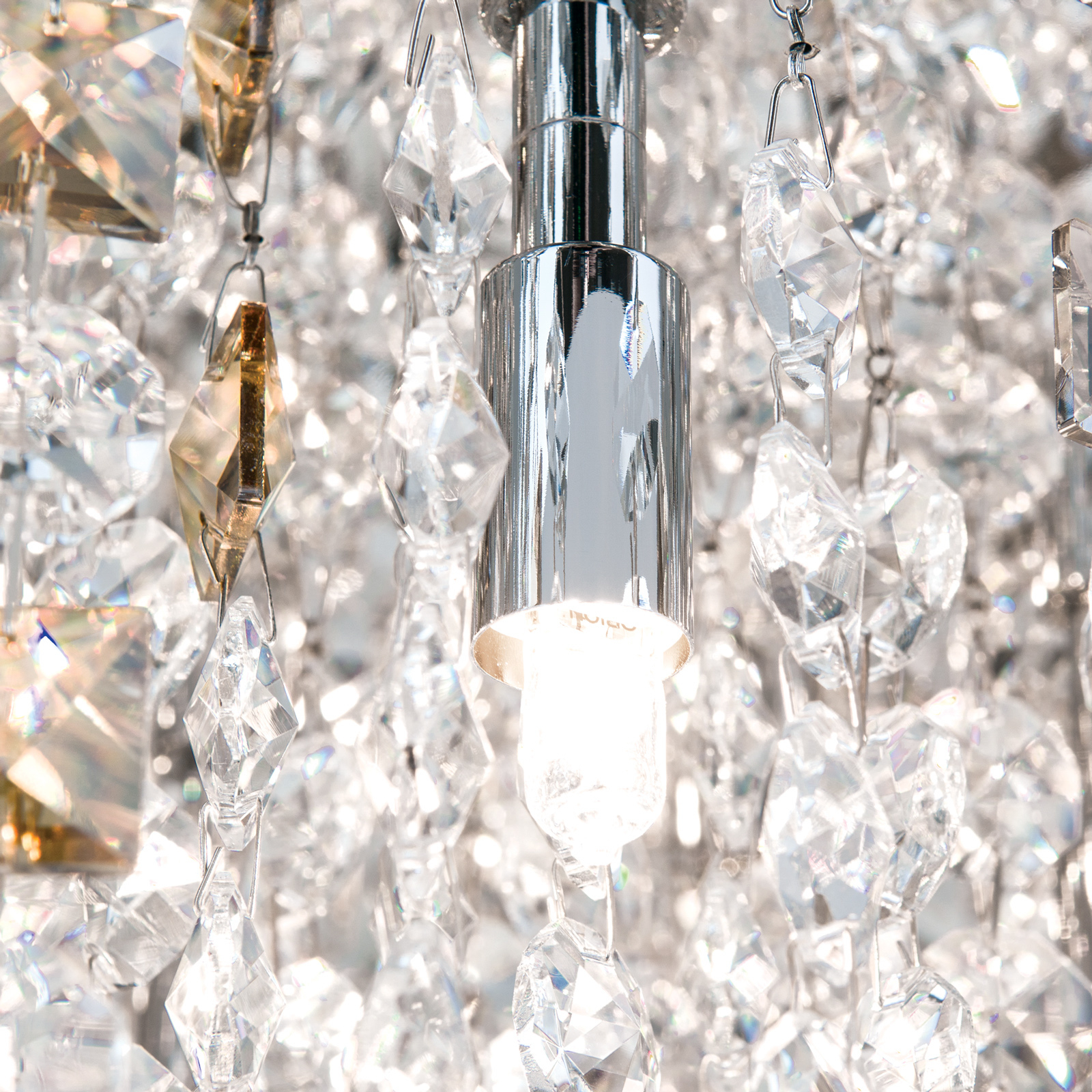Deckenlampe Crystalriver mit Kristallbehang chrom