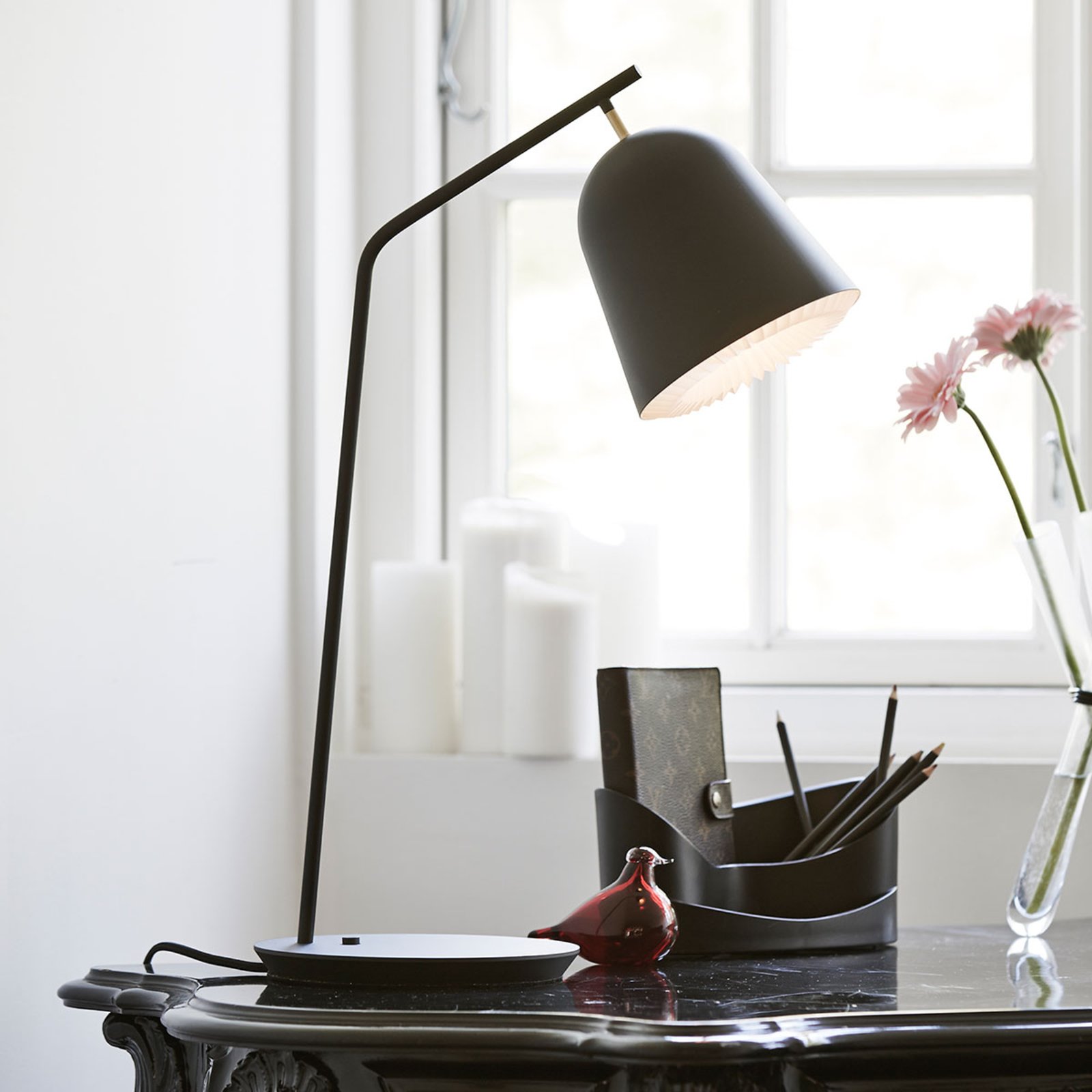 Le Klint LE KLINT Caché – designer table lamp, black, for Living / Dining Room, steel, brass, plastic, E14, 4 W, energy efficiency: A++, W: 20 cm, H: 57 cm