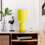 Bordslampa Erida, keramik och textil, gul