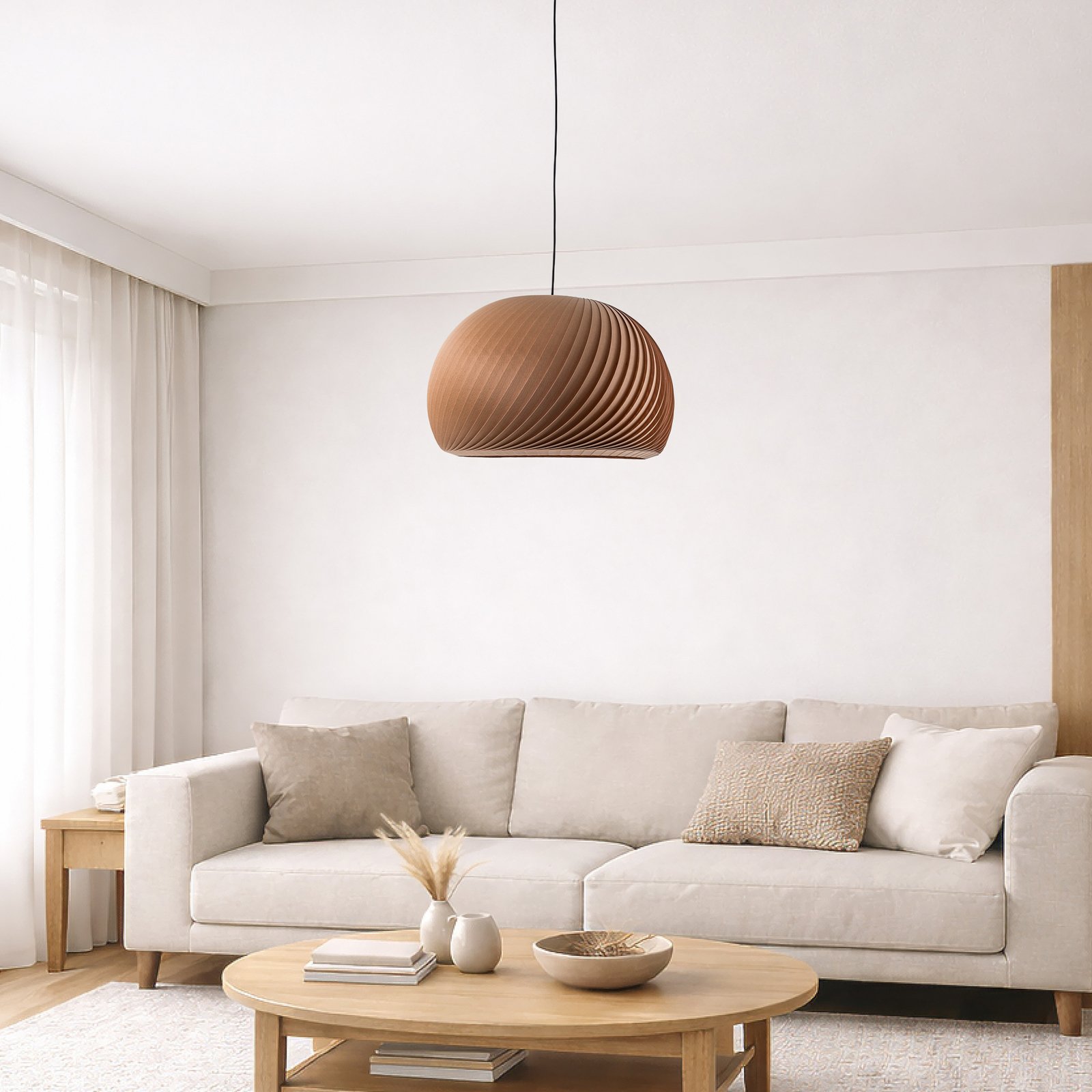 Lampă suspendată Janne, lemn de fag, Ø 53 cm, E27