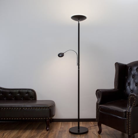 Uplighter Malea met LED + leesarm, zwart