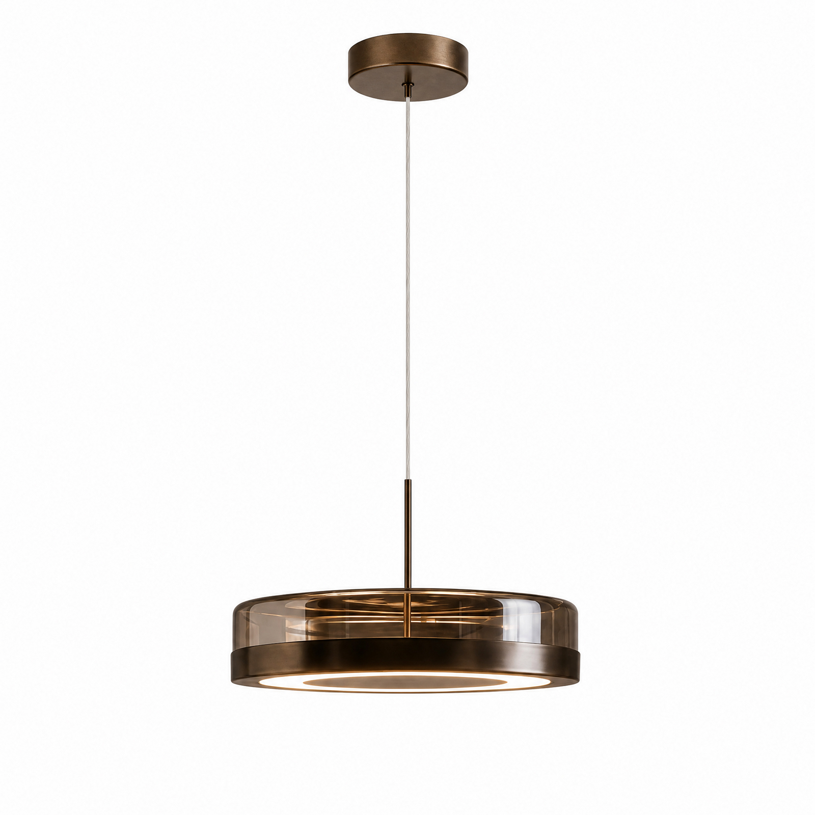 Lampă suspendată LED Lucande La Latta, cu 1 bec, Ø 30 cm, maro, sticlă Lampă suspendată LED Lucande La Latta, cu 1 bec, Ø 30 cm, maro, sticlă