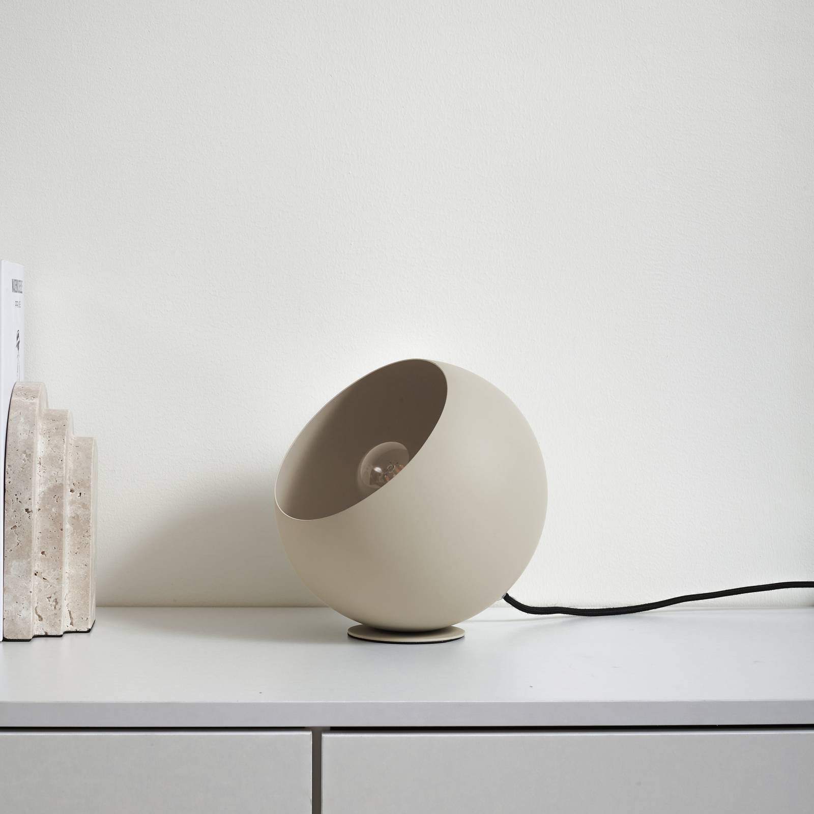 Lampa stołowa Lindby Solomia, beżowy, żelazo, Ø 20 cm