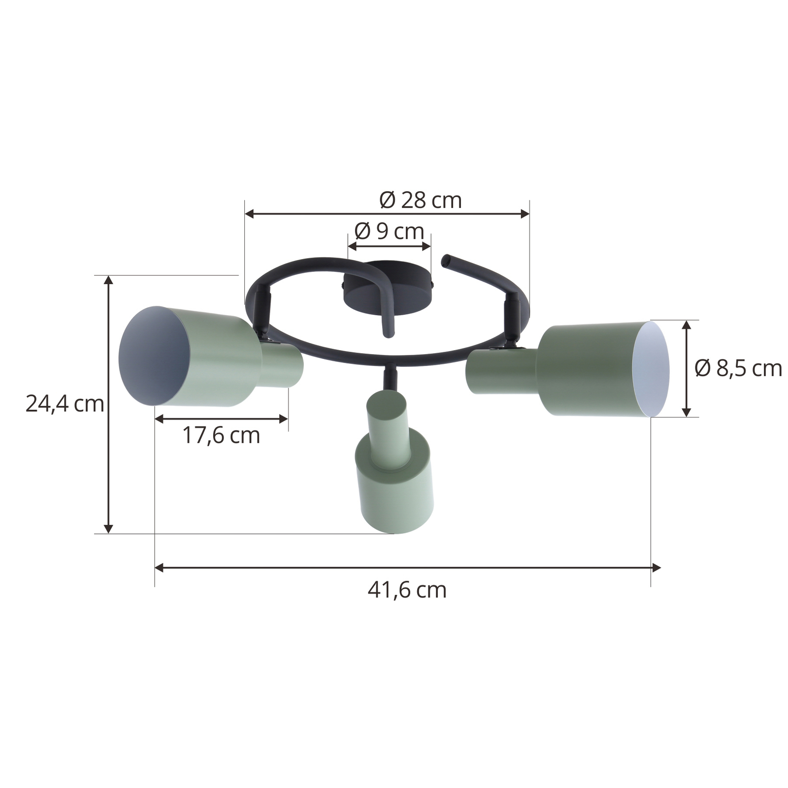 Ovelia 3 Round Deckenleuchte Green/Black - Lindby