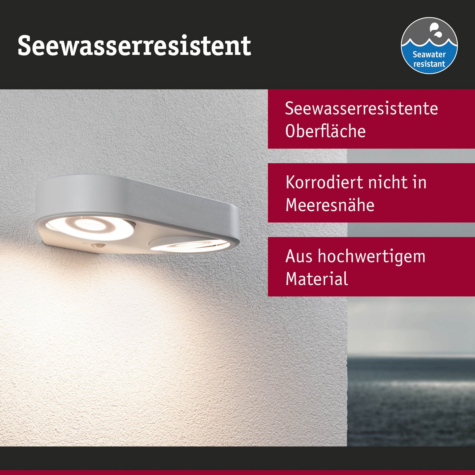 Silma 2 Kültéri Fali Lámpa w/Sensor SWR Fehér - Paulmann