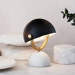 Beacon bordslampa Lowe, svart/mässing, marmorbas