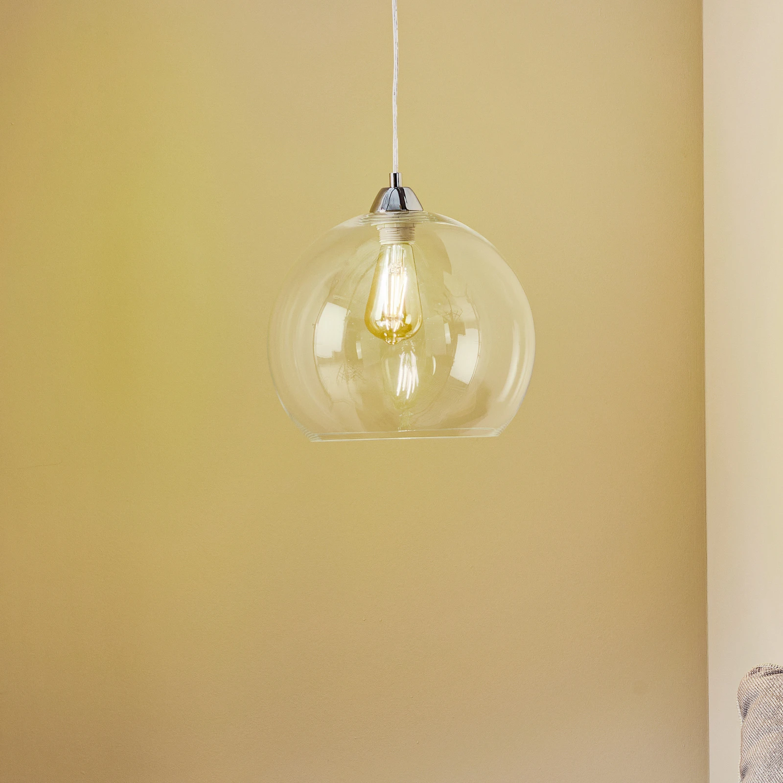 Sollux Lighting Ball - Lampadario A Sospensione In Vetro E Cromo, Design Sferico Moderno, Prodotto In Polonia, Classe Energetica A++ - E