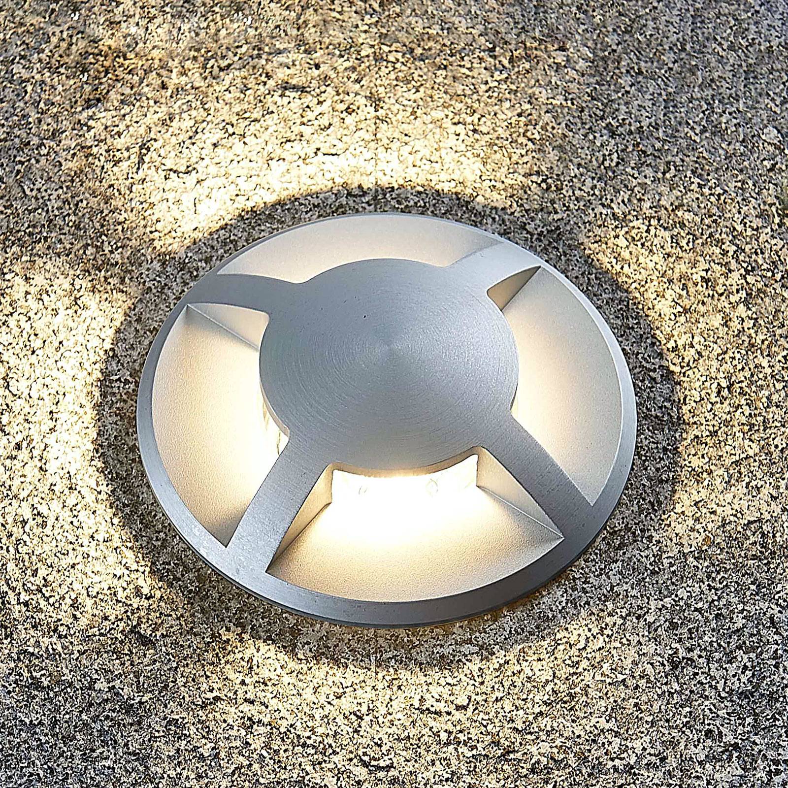 Luminaire d’extérieur pour le jardin 1 lampe,à A+ en Gris en Aluminium LED Spot encastrable dans le sol Kenan la terrasse de Lucande le balcon & la maison Moderne 