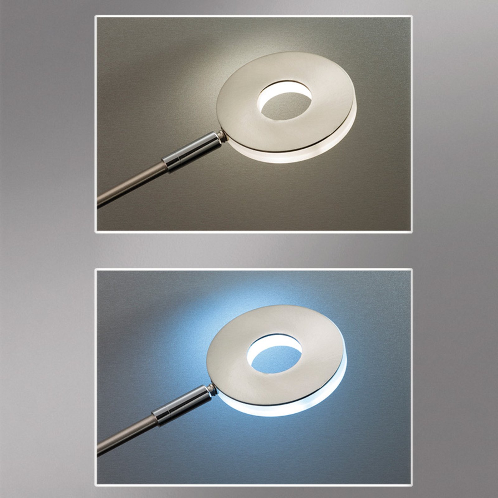 LED-Deckenfluter Dent mit Lesearm, CCT, nickel