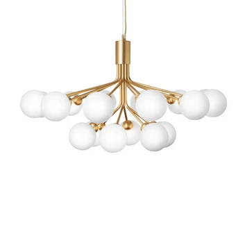 Apiales 18 Chandelier Latón Cepillado/Ópalo Blanco - Nuura