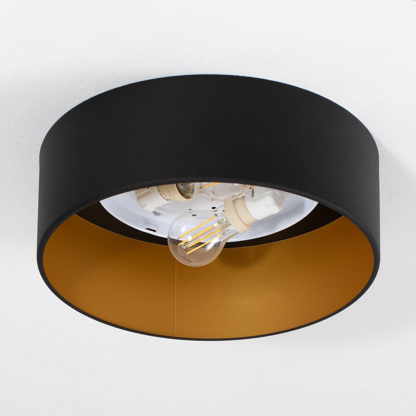 Lampa sufitowa Riu, czarno-złota, stal, Ø 35 cm