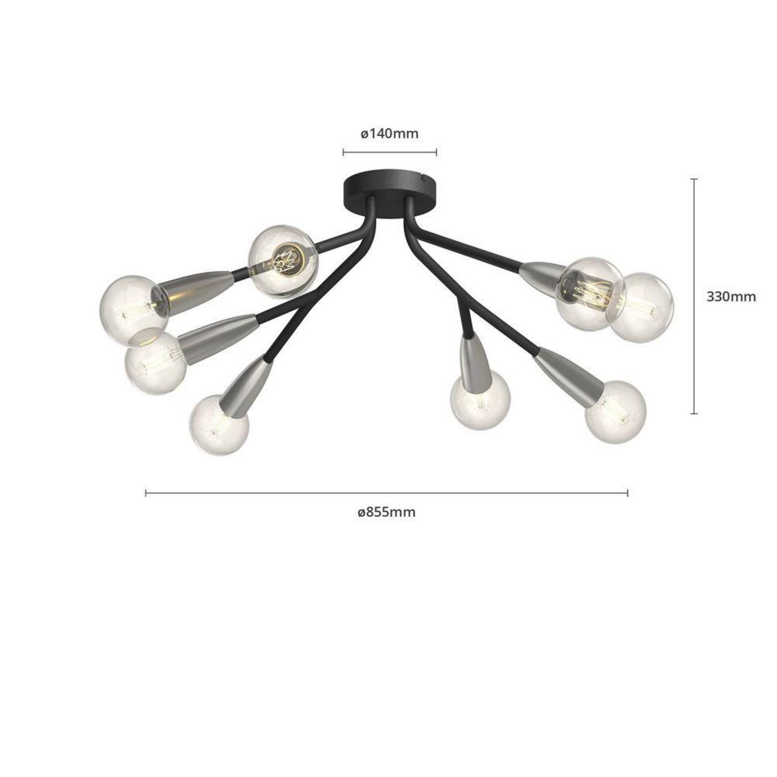 Carlea 8 Ceiling Lamp Black/Nickel - Lucande