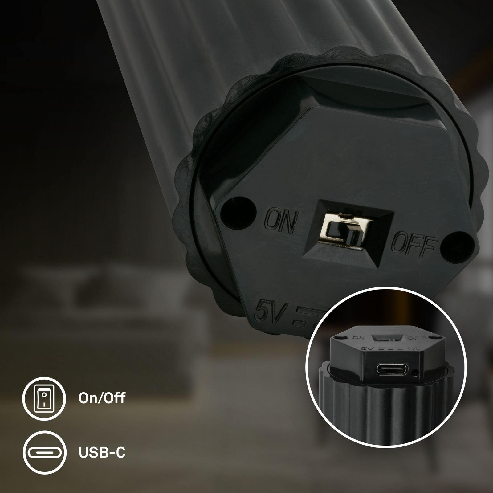 Lámpara colgante LED recargable Hang, negra, de plástico, atenuable