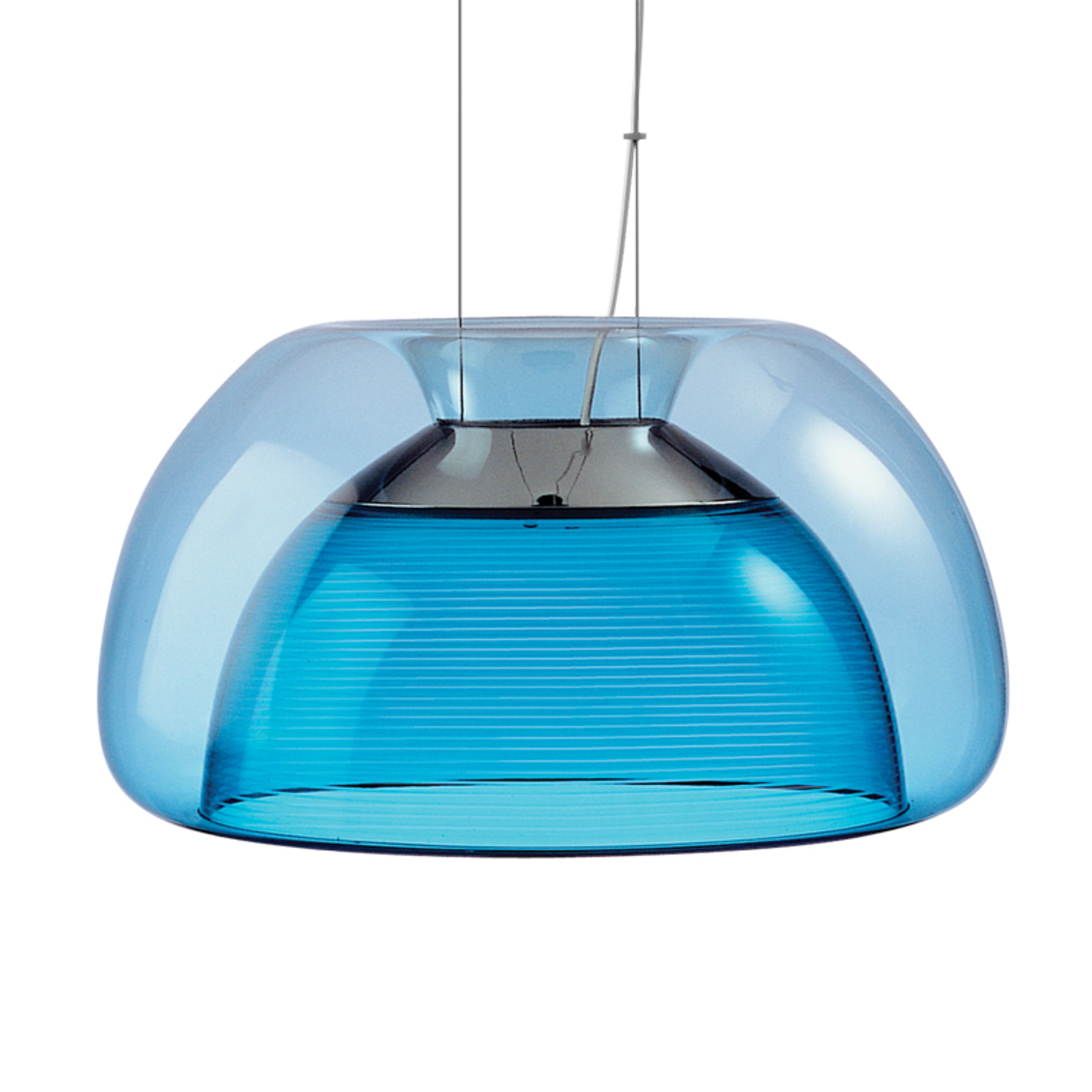 QisDesign Colourful LED hanging light Aurelia blue, for Living / Dining Room, PMMA, stainless steel, 18 W, energy efficiency: A+