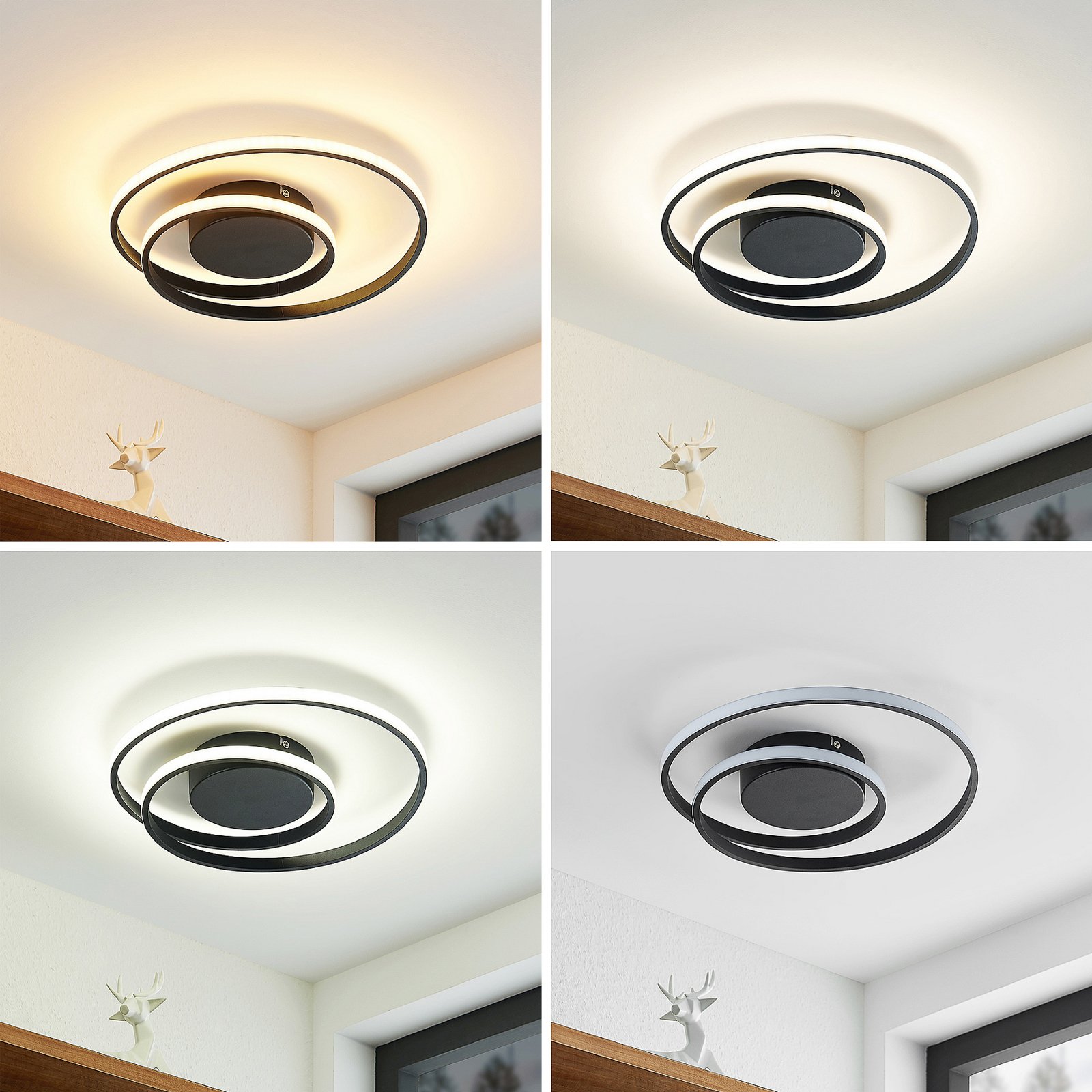 Emisua LED Candeeiro de Tecto CCT Dim. Black - Lindby
