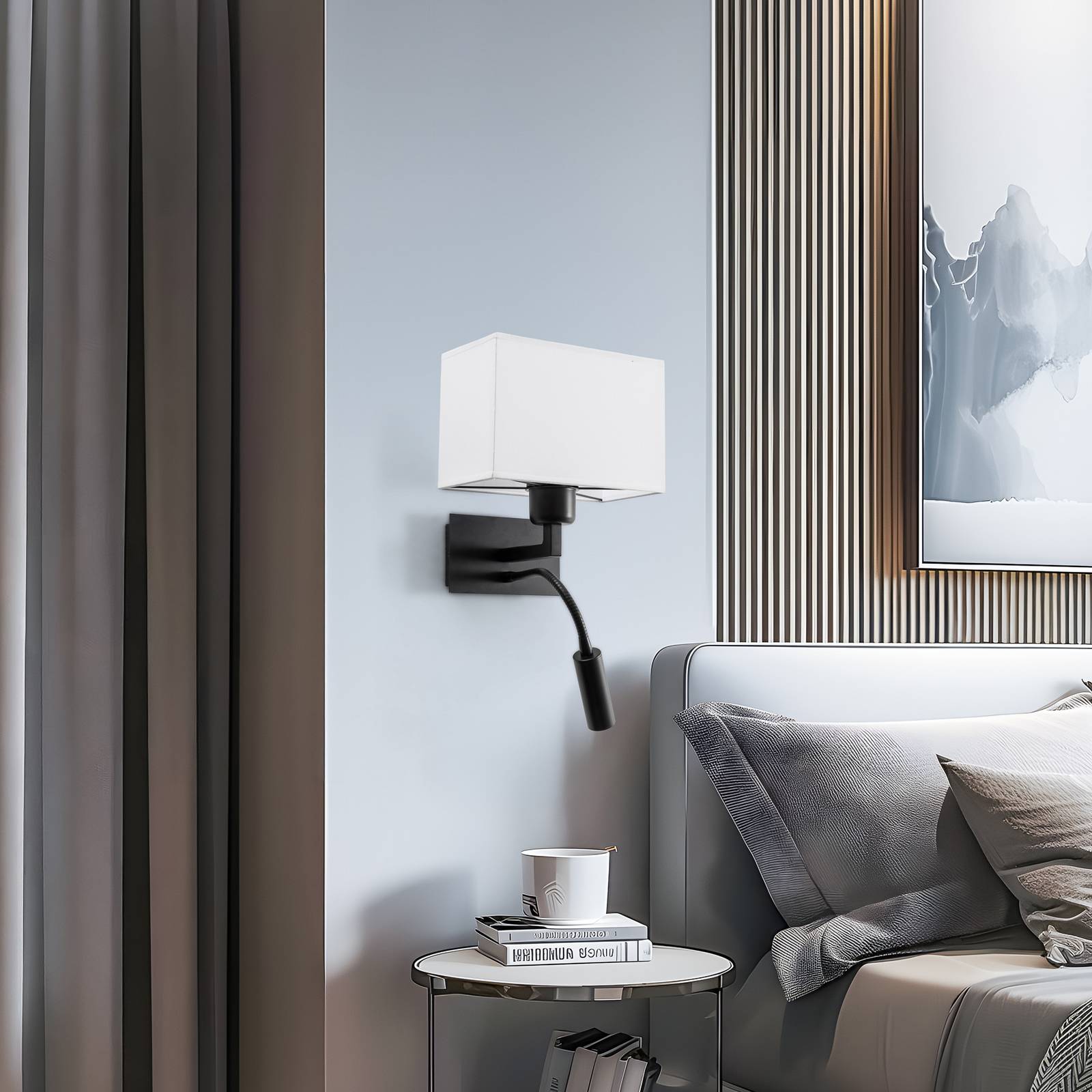 Lampa ścienna Harry, kątowa, czarna/czarna/biała