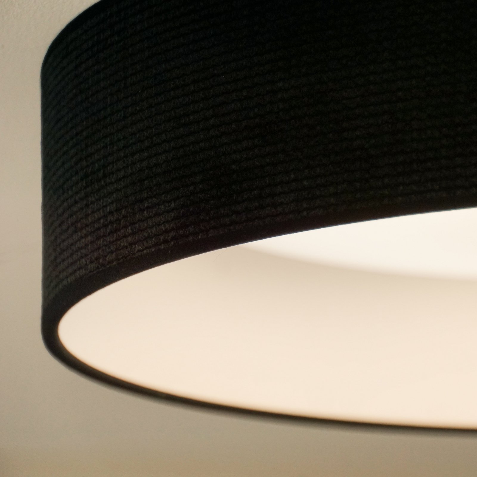LED-Deckenleuchte Plafond, schwarz, Stoff, Ø 45 cm, 3-step