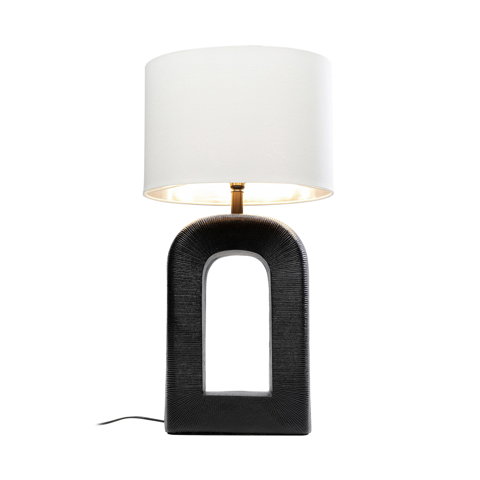 KARE Lampe de table Tube, noir/blanc, textile de lin, hauteur 79 cm