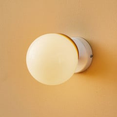 Applique Sfera a 1 luce vetro/bianco/legno