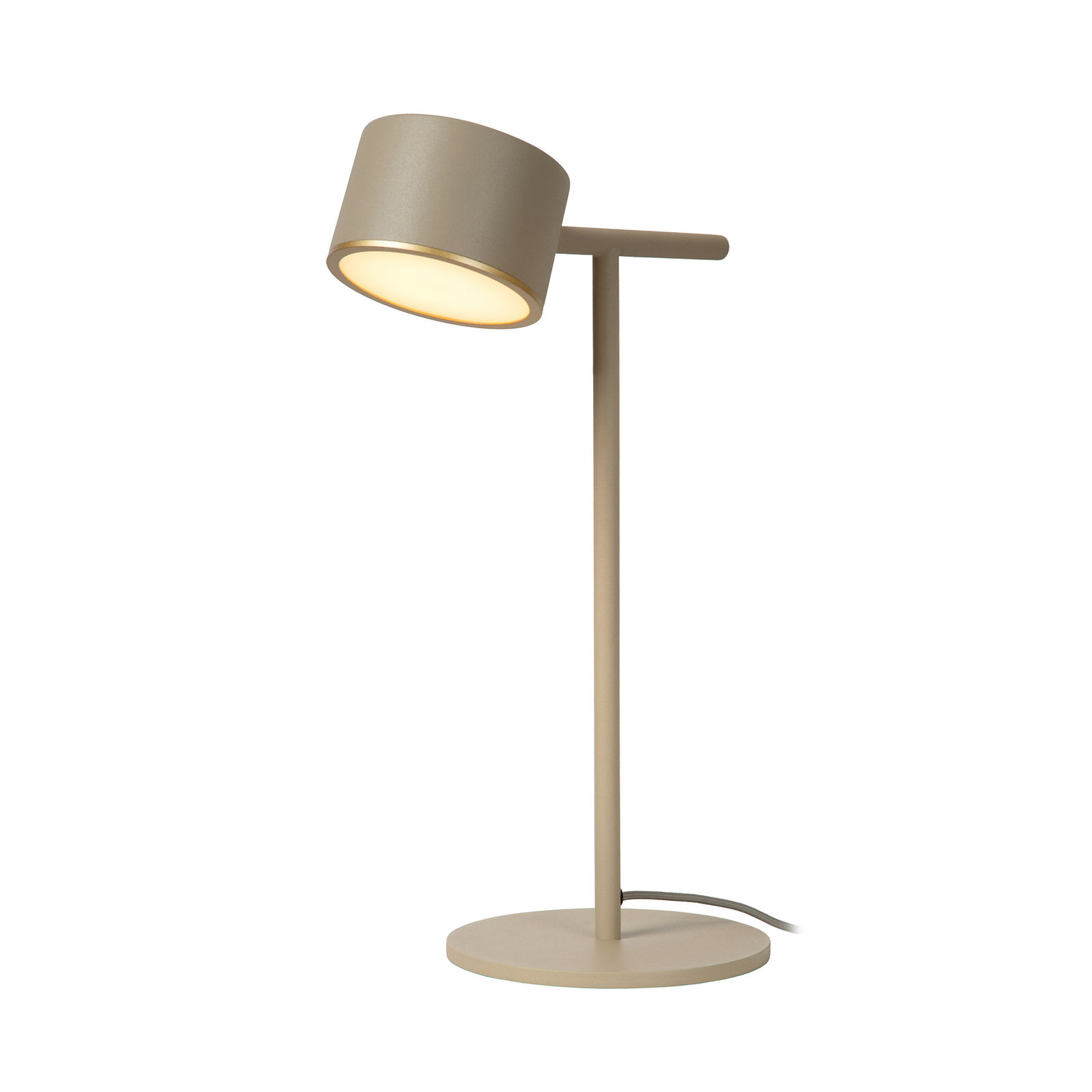 lampe à poser LED Gian, taupe, hauteur 40 cm, métal