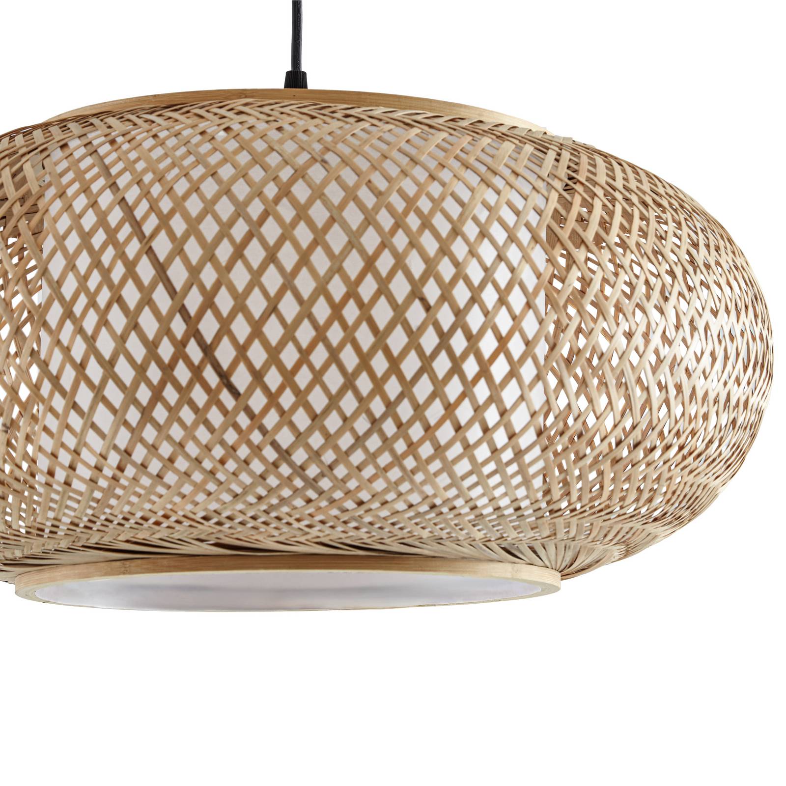 Żyrandol Lindby Romaine, kolor naturalny, Ø 50 cm, bambus, E27