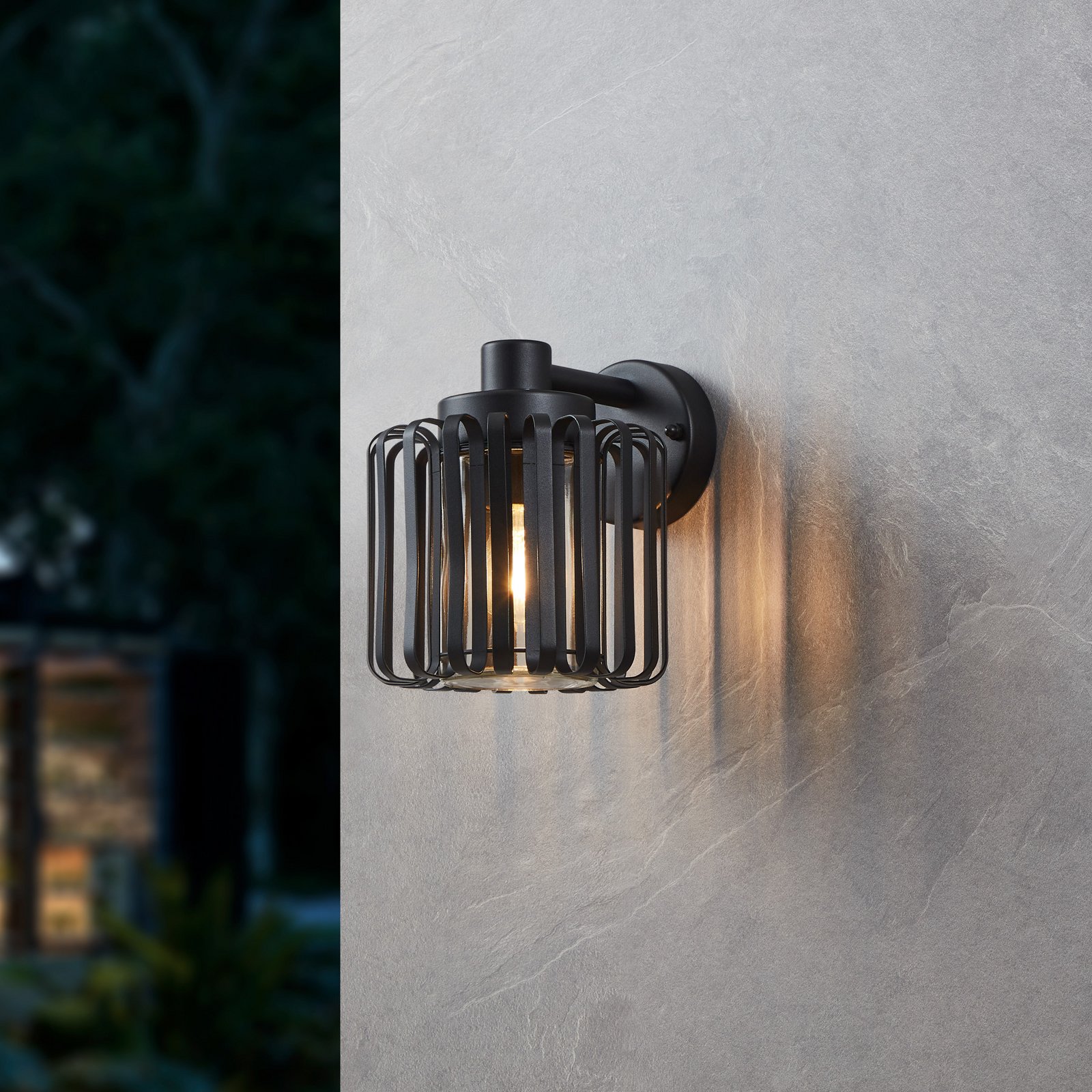 Buitenwandlamp Selinus van staal, zwart