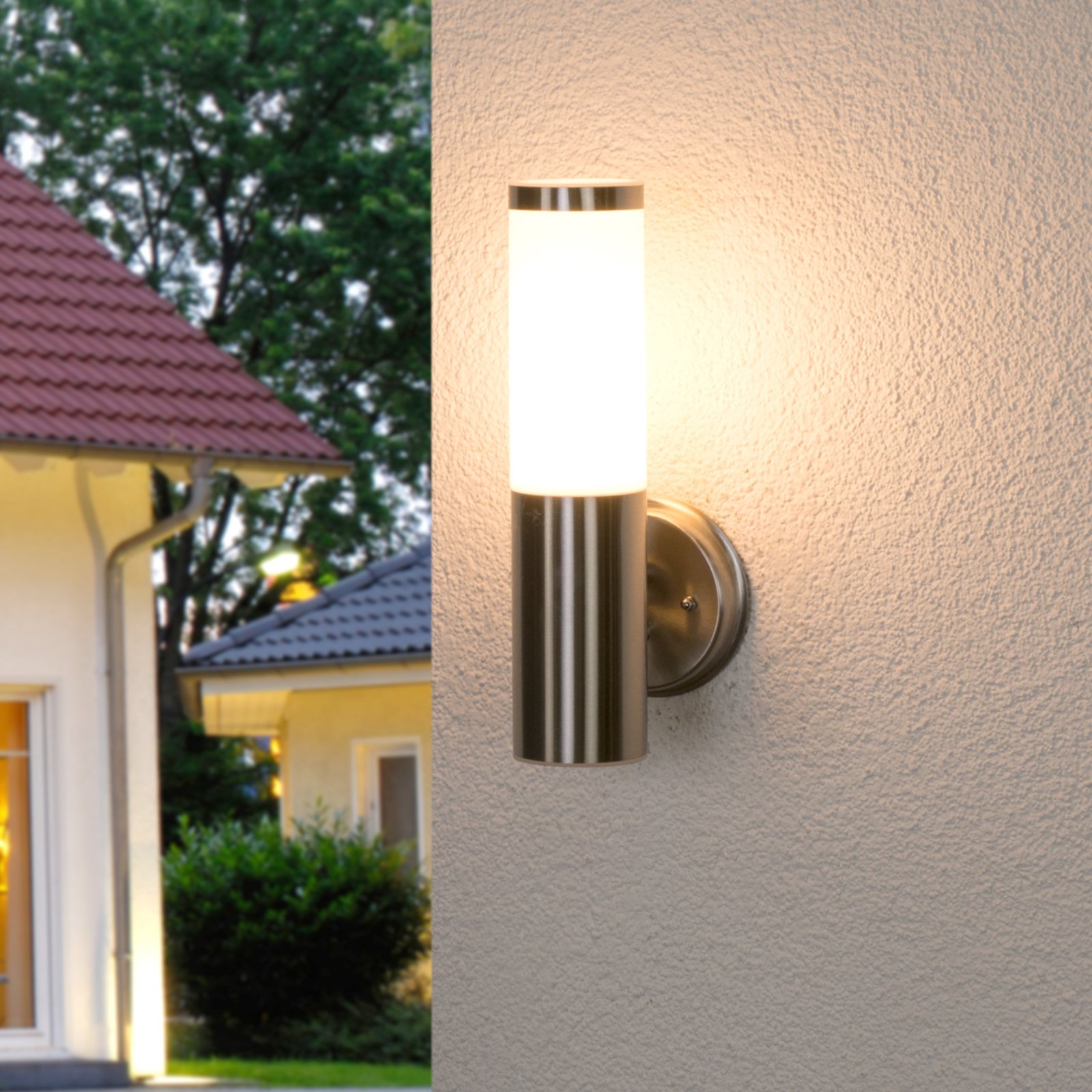 Kristof Outdoor Wall Lamp Stainless Steel - Lindby