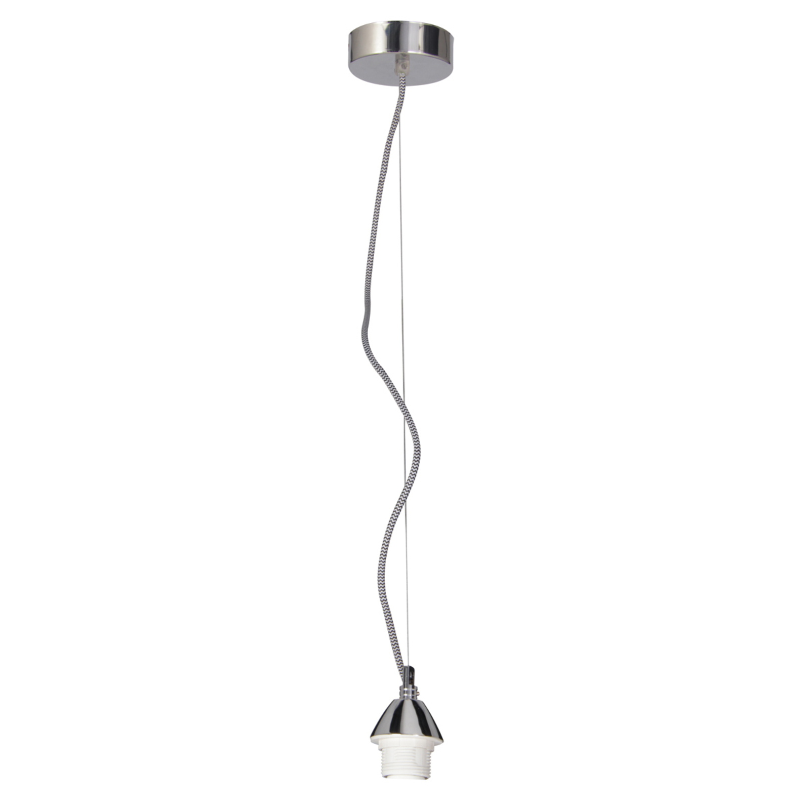 Näve Silas hanging light with fabric cable, black-white, for Living / Dining Room, metal, E27, 60 W, energy efficiency: A++