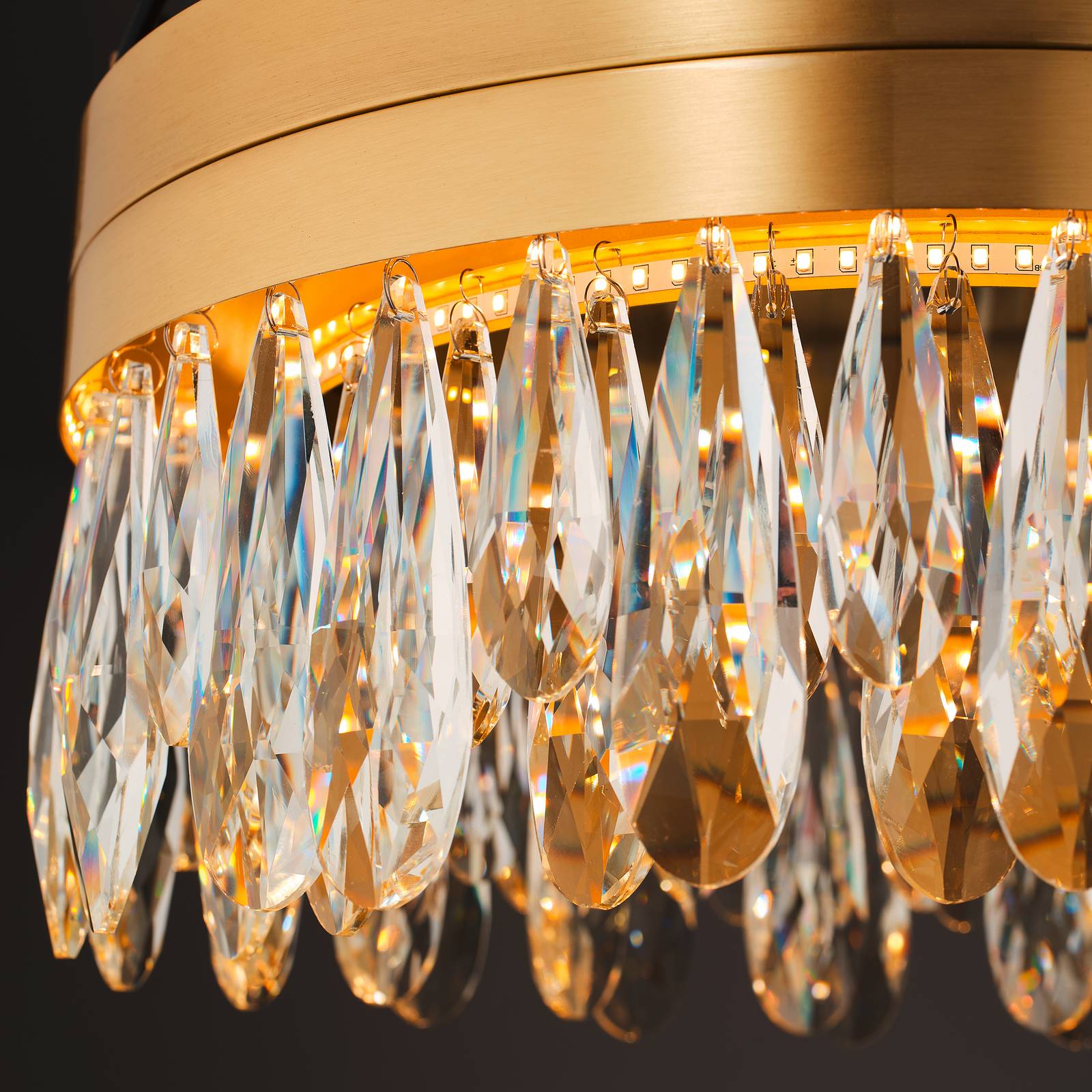 LED-Deckenlampe Celestia, Ø 40 cm, messingfarben, Kristall günstig online kaufen