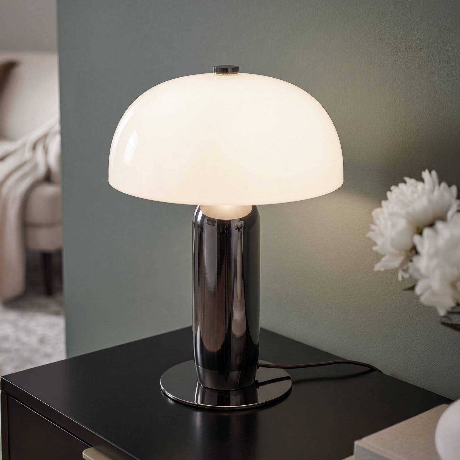 Lampa stołowa OSRAM Decor Arc, szaro-biała, wysokość 45 cm, E14