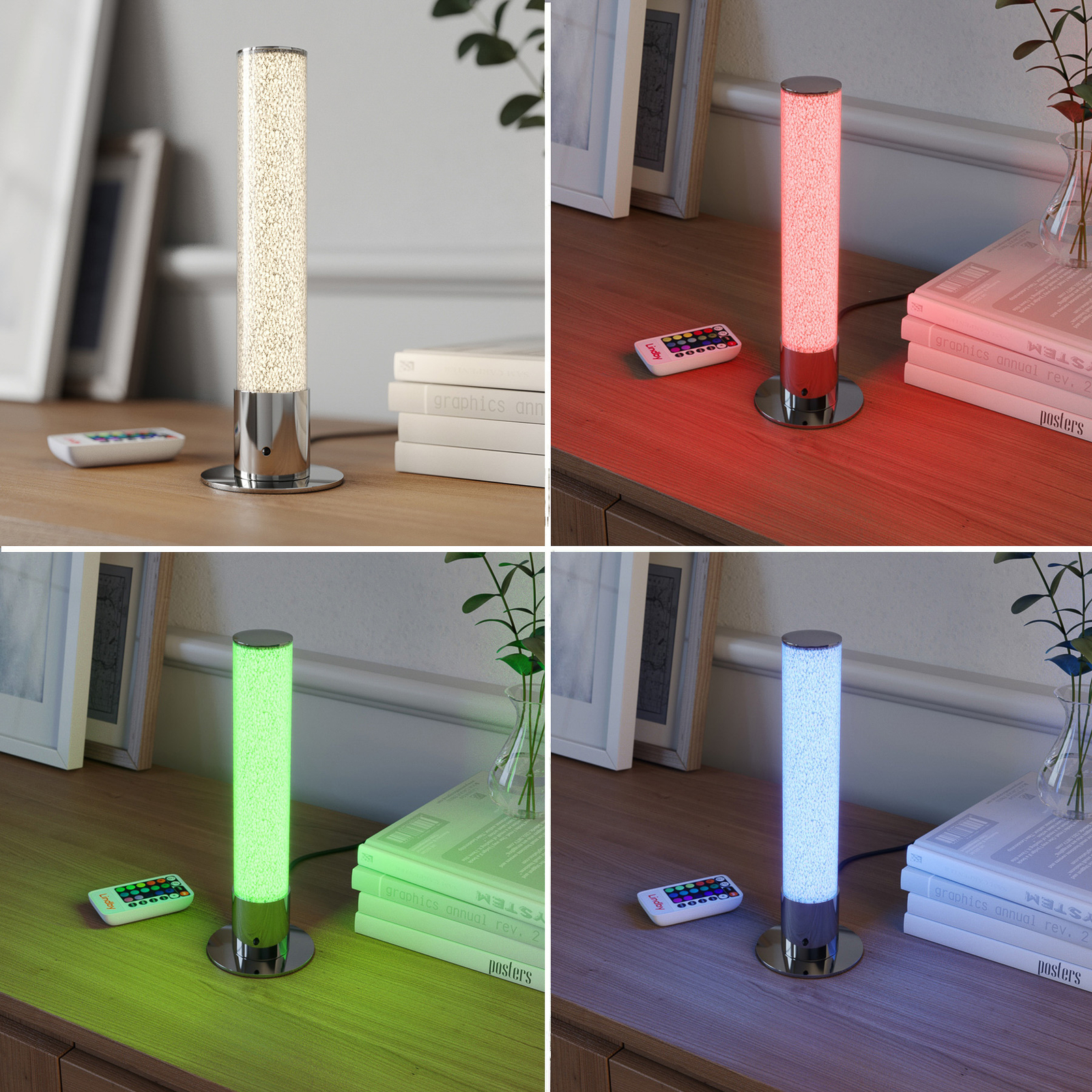 LED-pöytälamppu Fria, sylinteri, RGB, kaukosäädin
