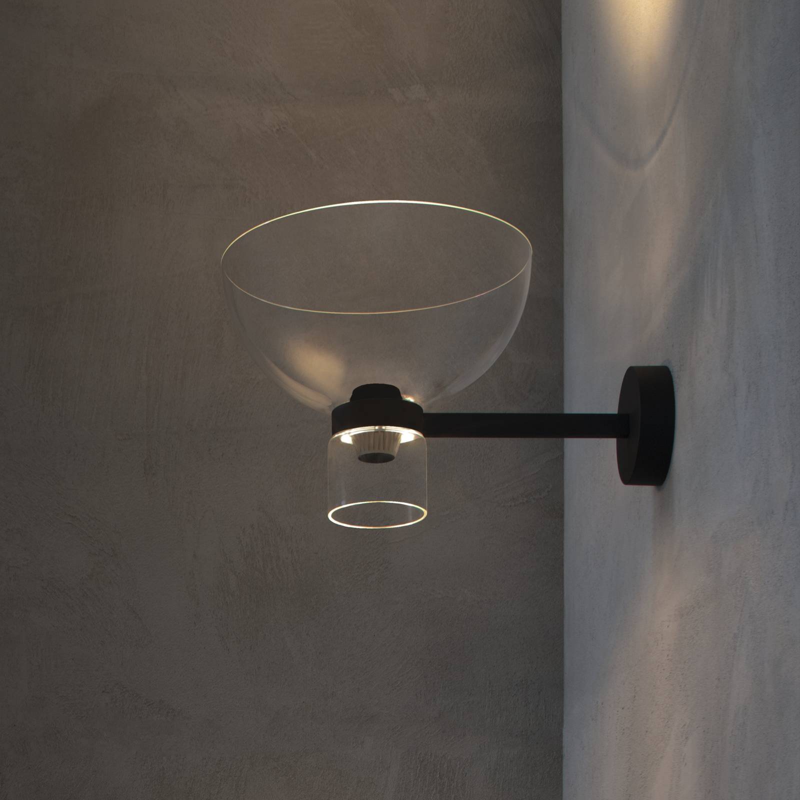 Nástenné svetlo LED Flos Nocturne Bowl, čierna, sklo, stmievateľné