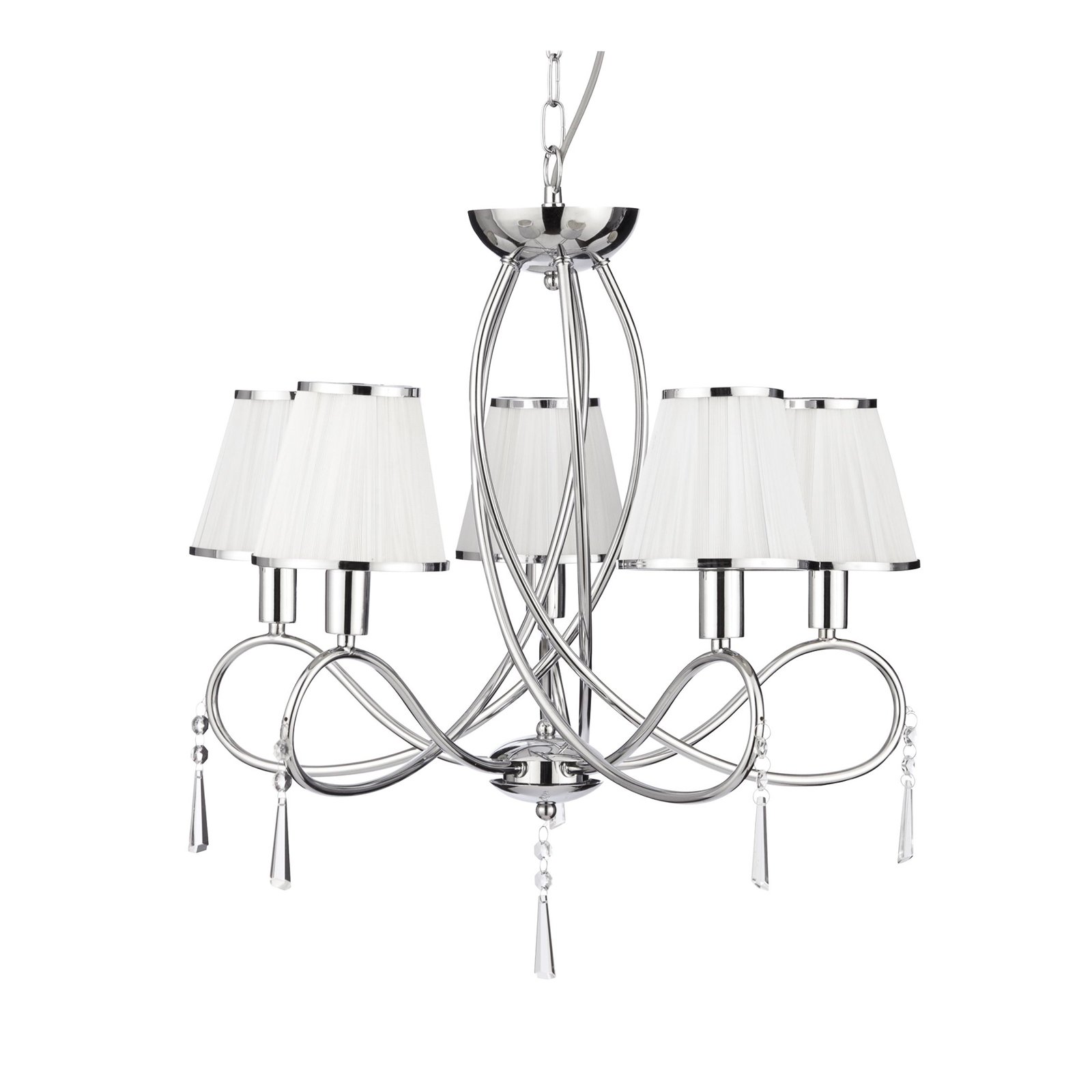 Lustre Simplicity, 5 lampes, tissu, chrome/blanc, E14