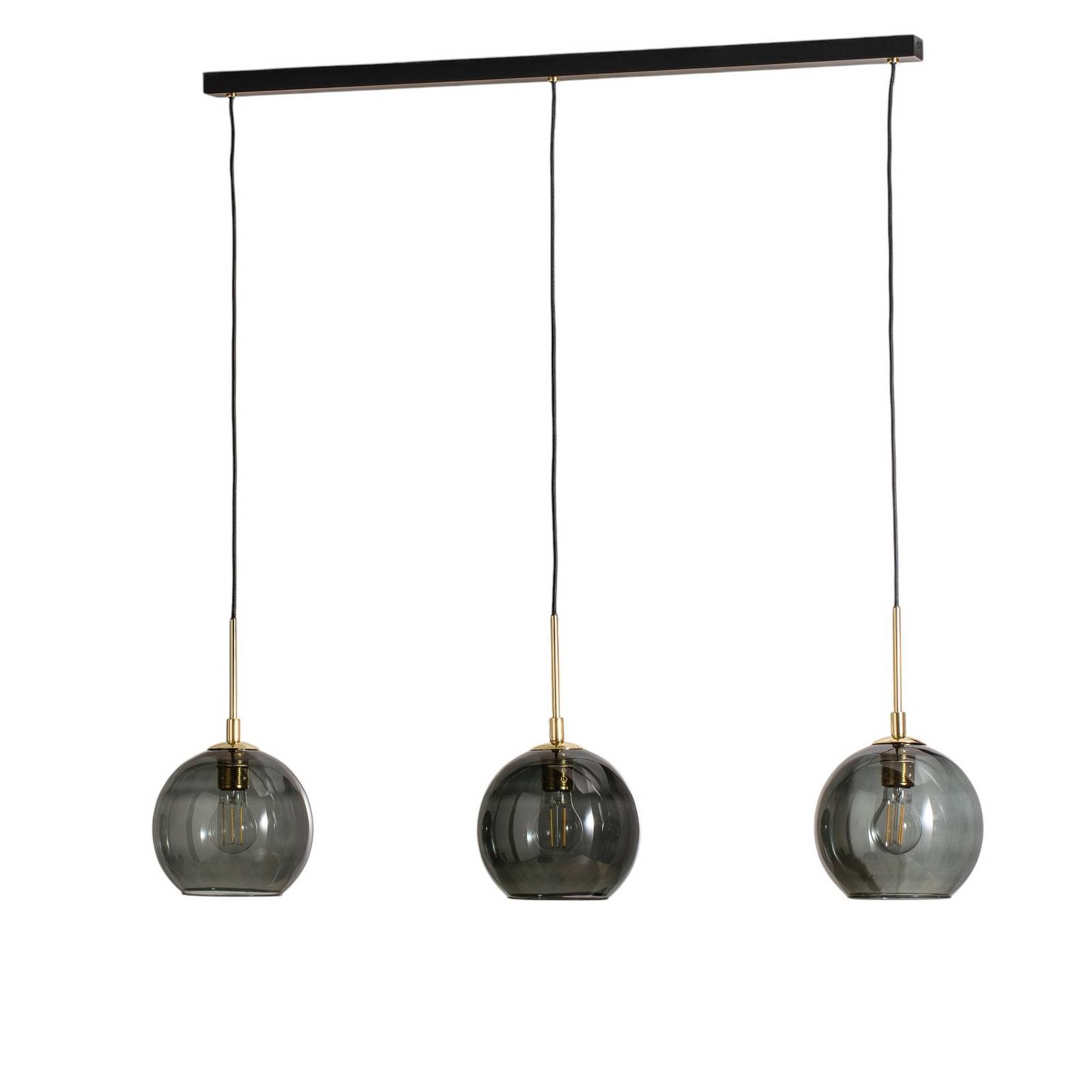 Hängelampe Dulce, rauchgrau/schwarz, Glas, 3-flammig
