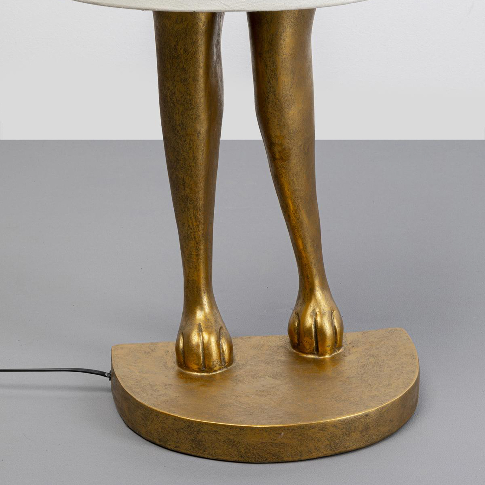 KARE Animal Rabbit floor lamp, gold, white linen fabric, 150 cm