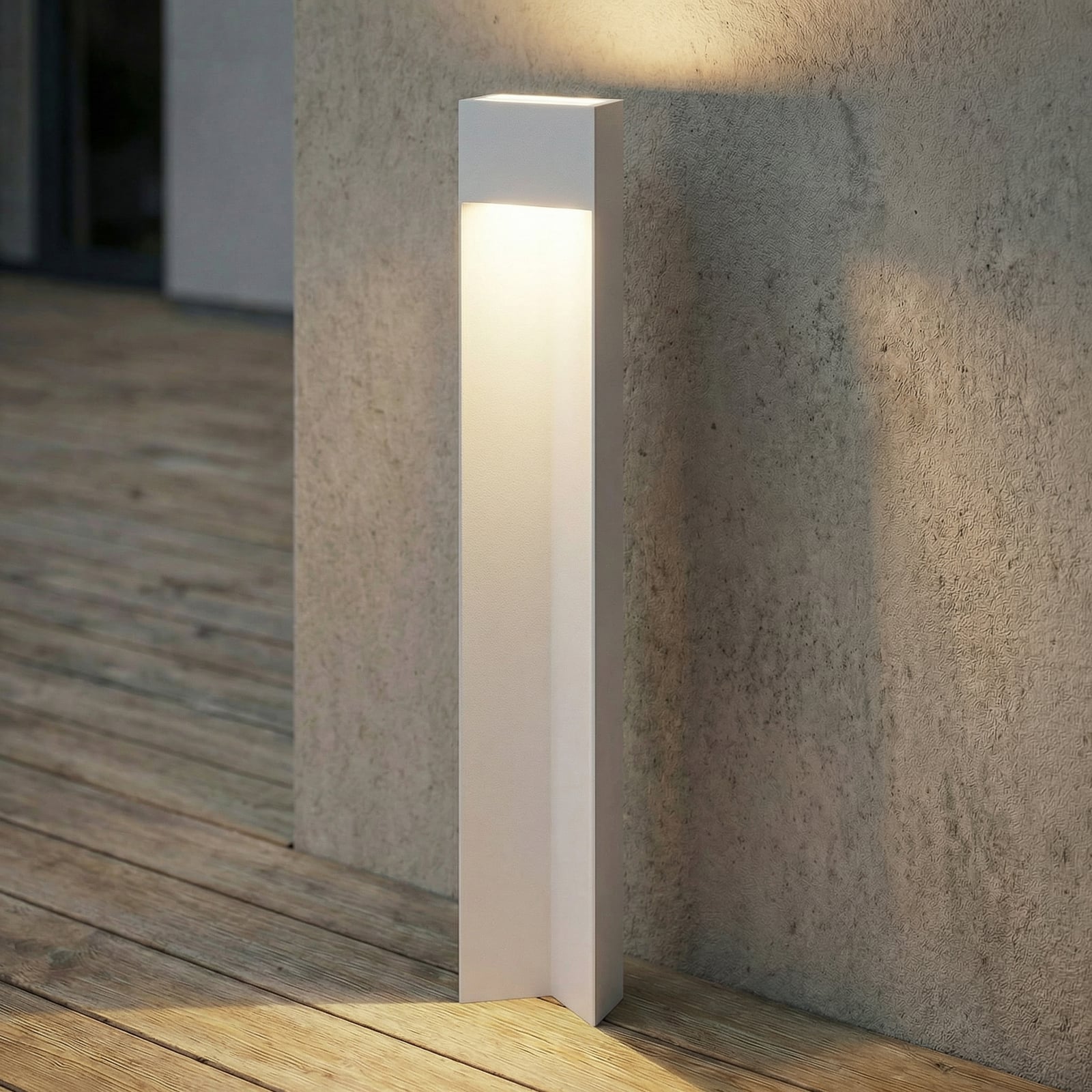 Candeeiro de caminho LED Kaholo, alumínio, IP44, cinzento claro, 90 cm - Lucande