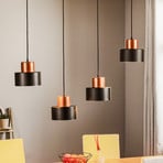 Olla pendant lamp in black/copper, four-bulb