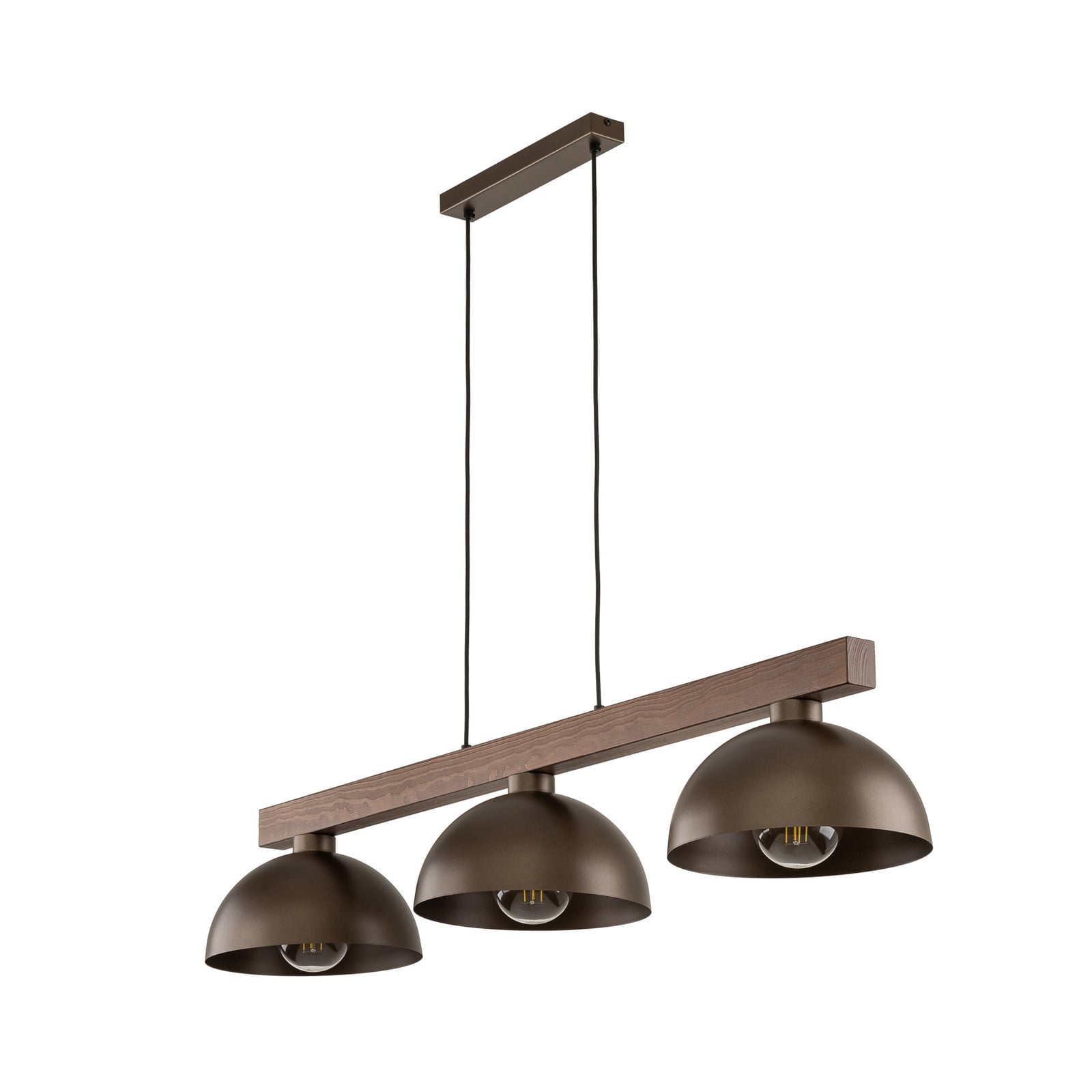 Závěsné světlo Oslo, hnědé, 3 žárovky, délka 118 cm, E27