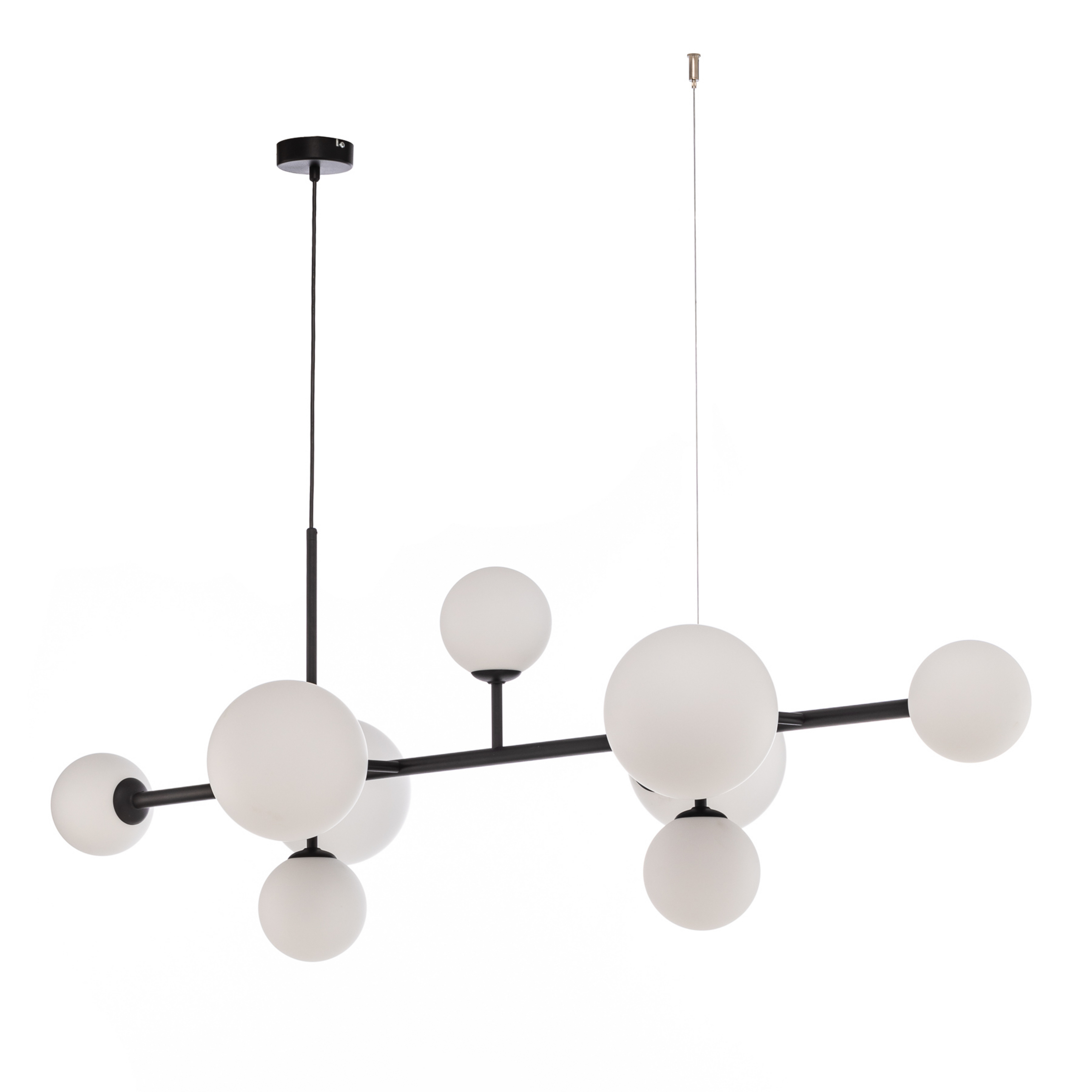 Suspension Joel, noir/blanc, à 9 lampes - ALDEX