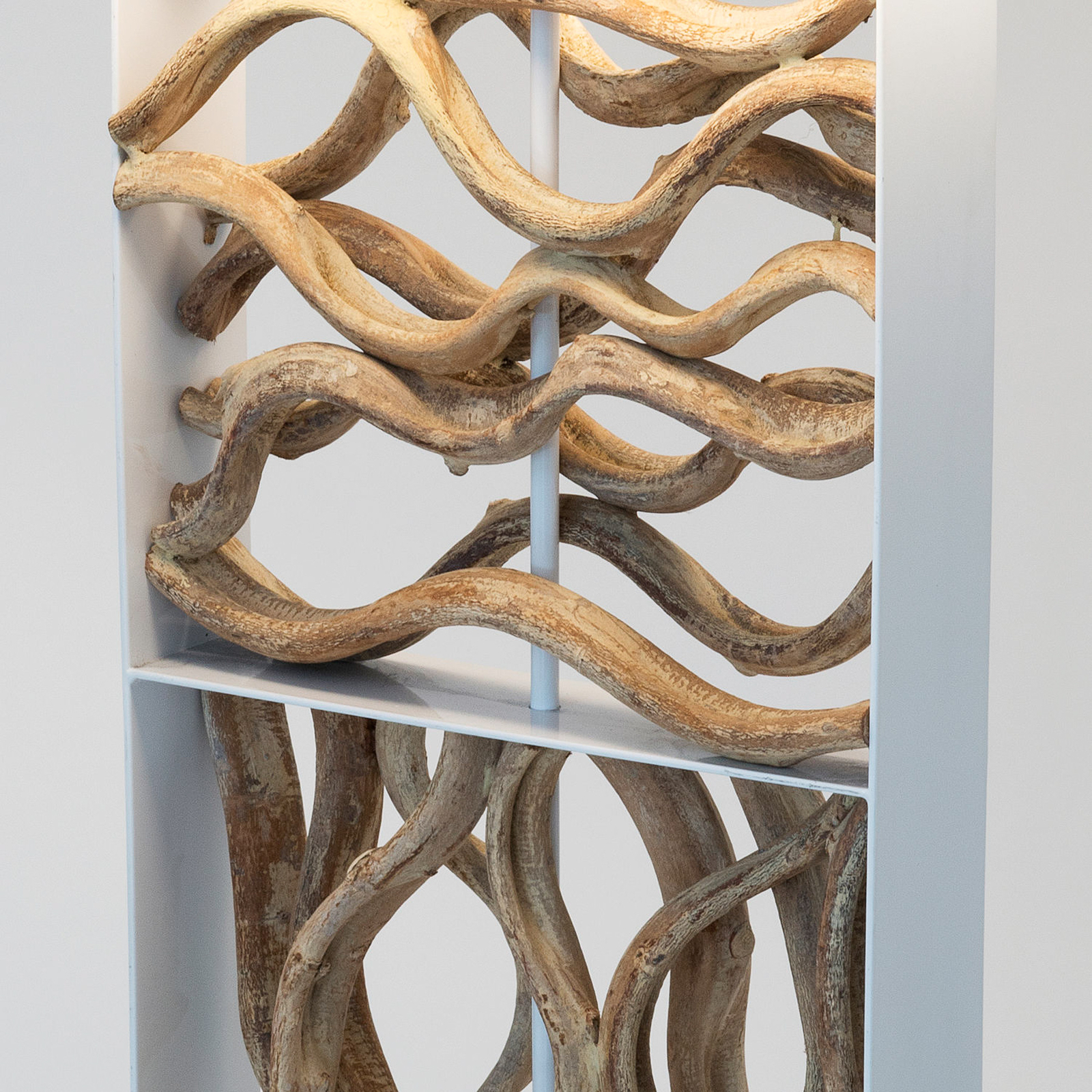 Candeeiro de pé Tremiti, cor de madeira/bege, altura 160 cm, madeira