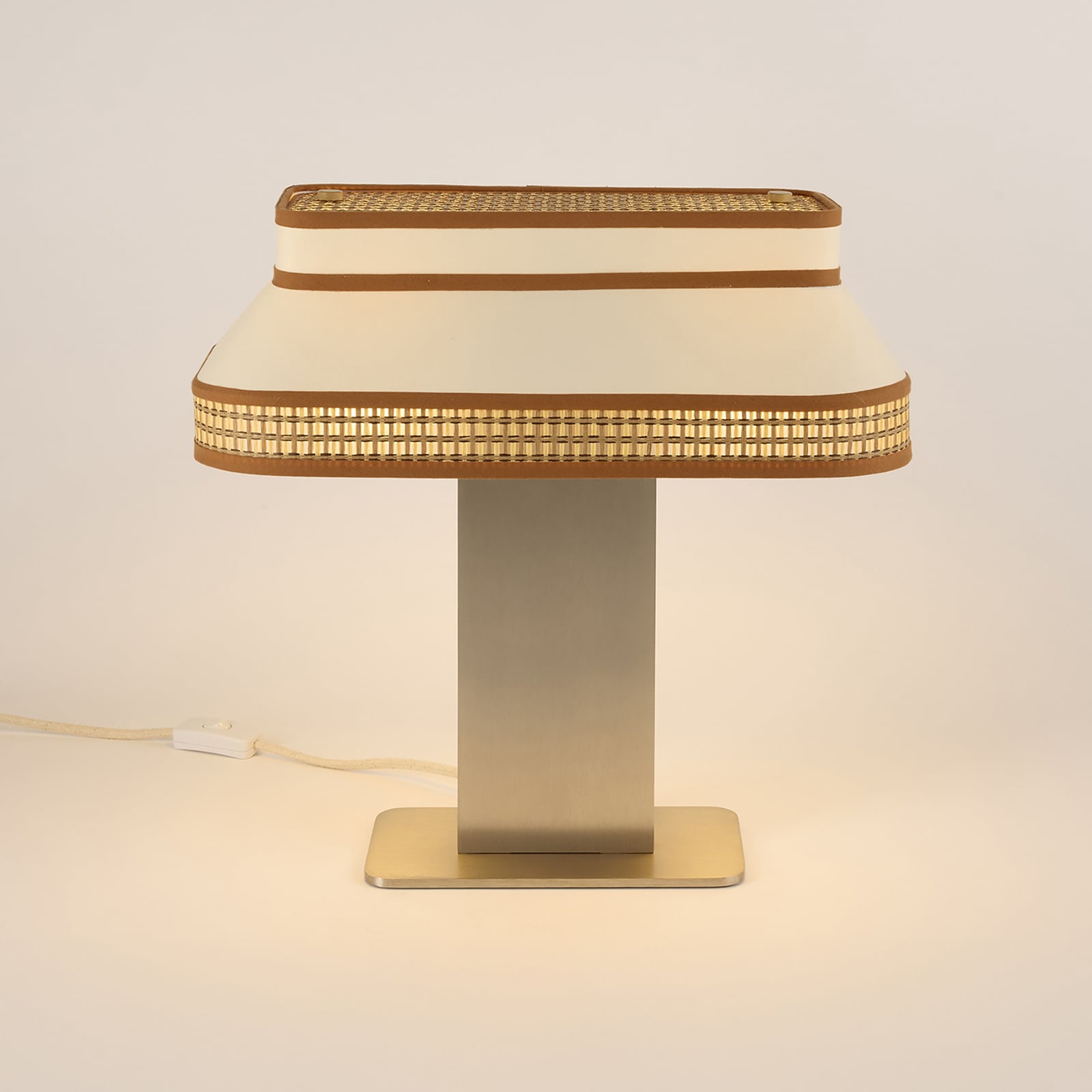 MARKET SET bordlampe Square, krem, tekstil, E27