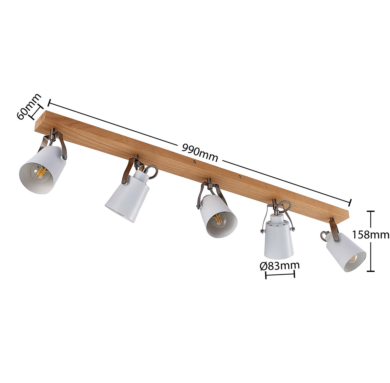 Blana 5 Ceiling Lamp White/Wood - Lindby
