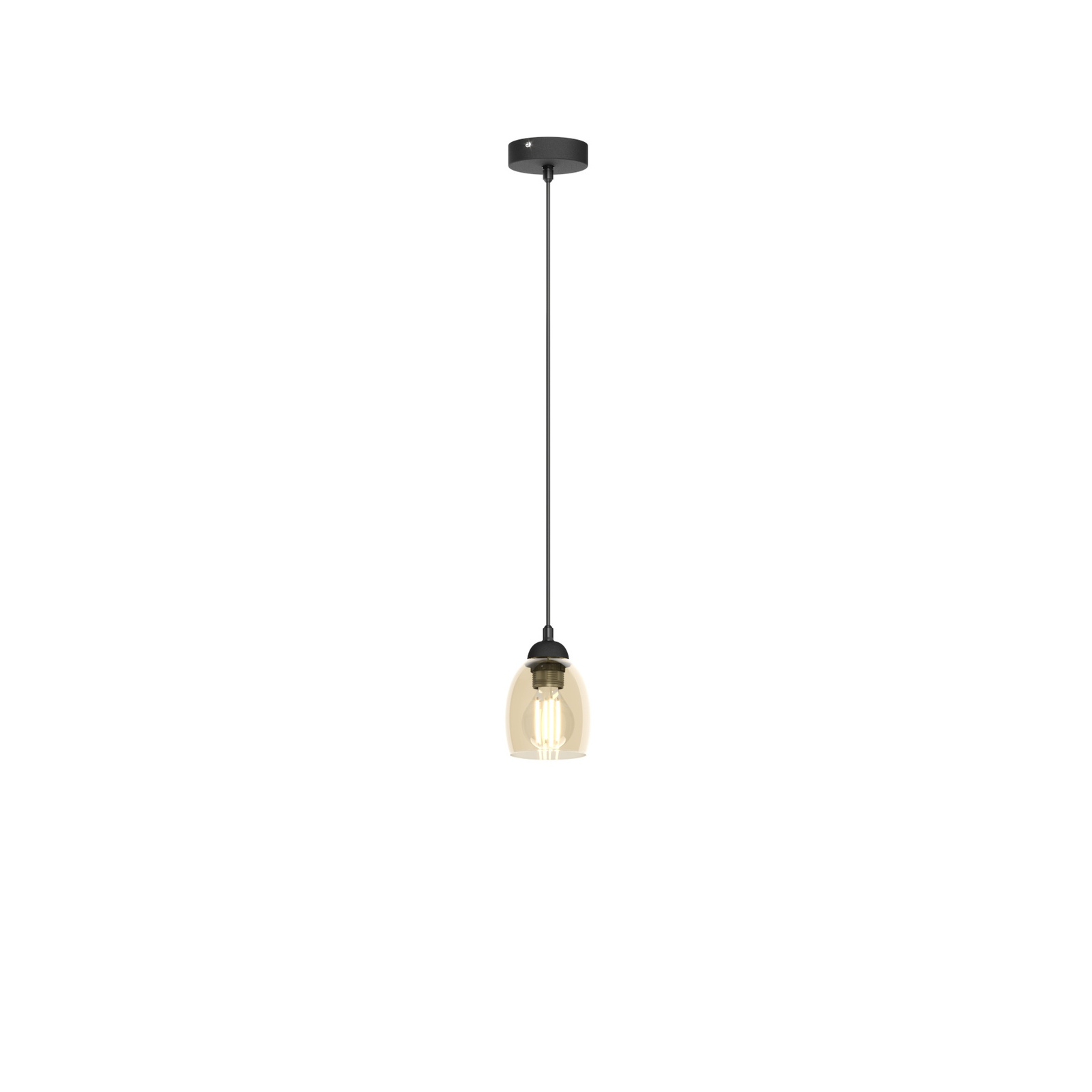 Brilliant hanging light with amber glass lampshade