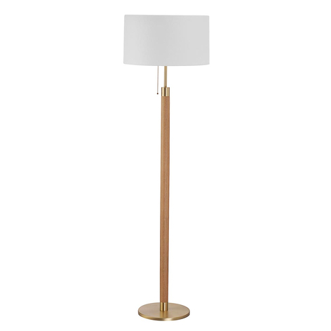 Holzstehleuchte Lignum mit Chintz-Schirm, messing