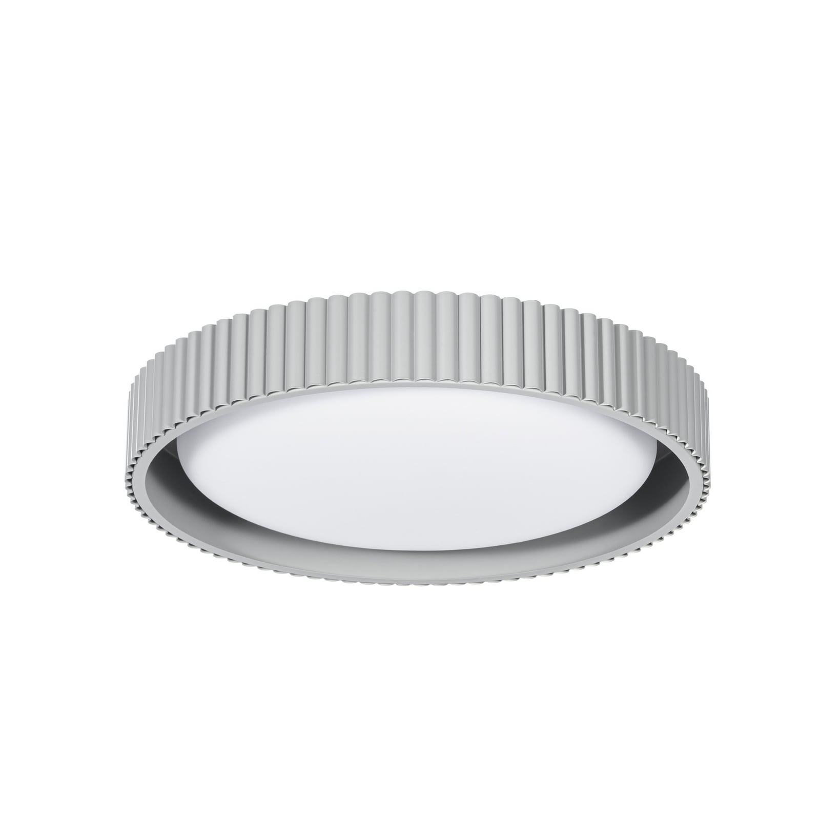 Stropné LED svetlo Colbie, sivé s rebrovaním, Ø 46 cm, stmievateľné – Lindby