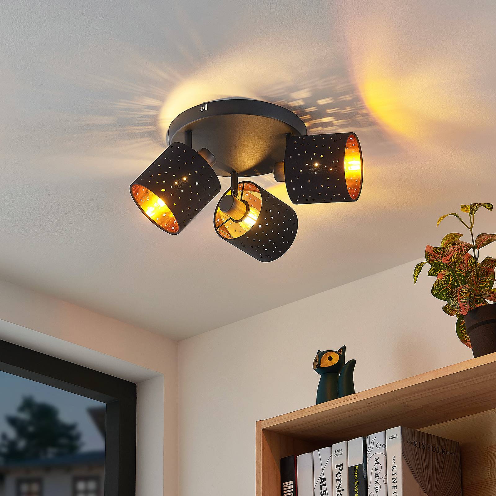 Lindby Darima spot pour plafond à 3 lampes noir